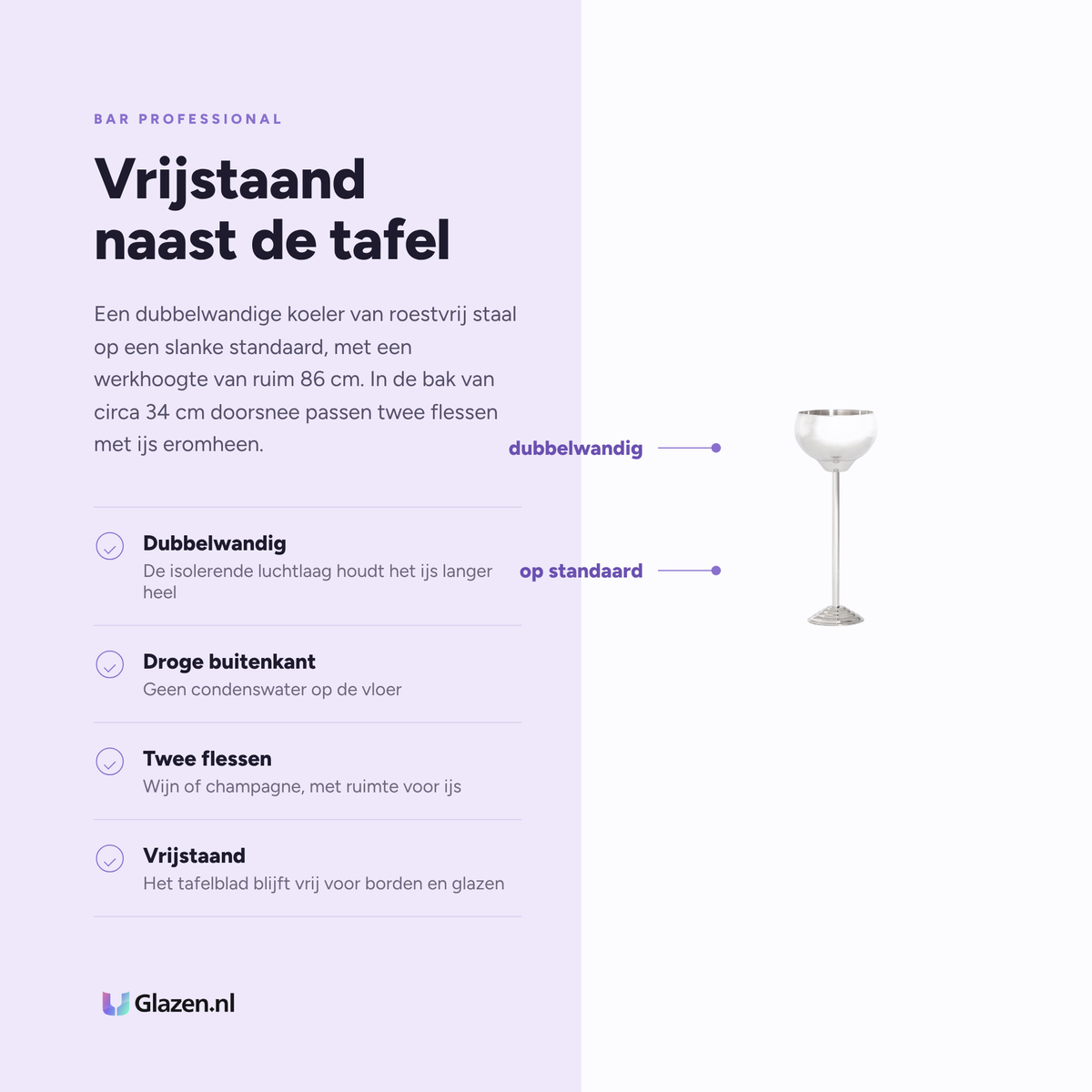 Bar Professional Rossar wijnkoeler met standaard RVS eigenschappen - Glazen.nl