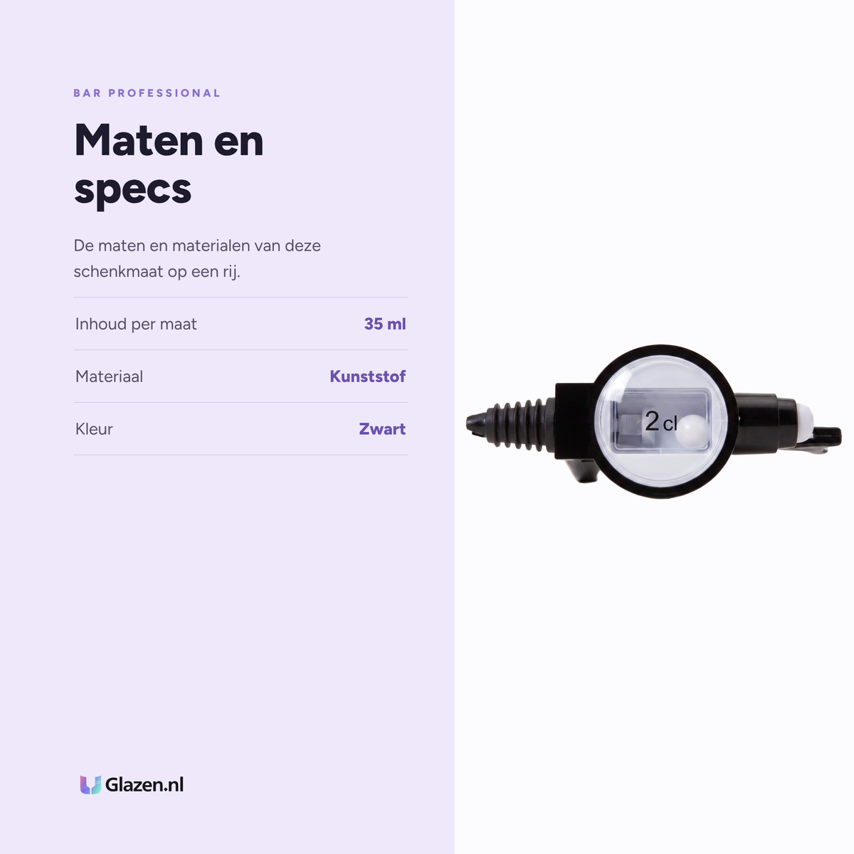 Bar Professional Schenkmaat Pro met Handvat Zwart 35ml specificaties: inhoud per maat 35 ml, materiaal Kunststof, kleur Zwart