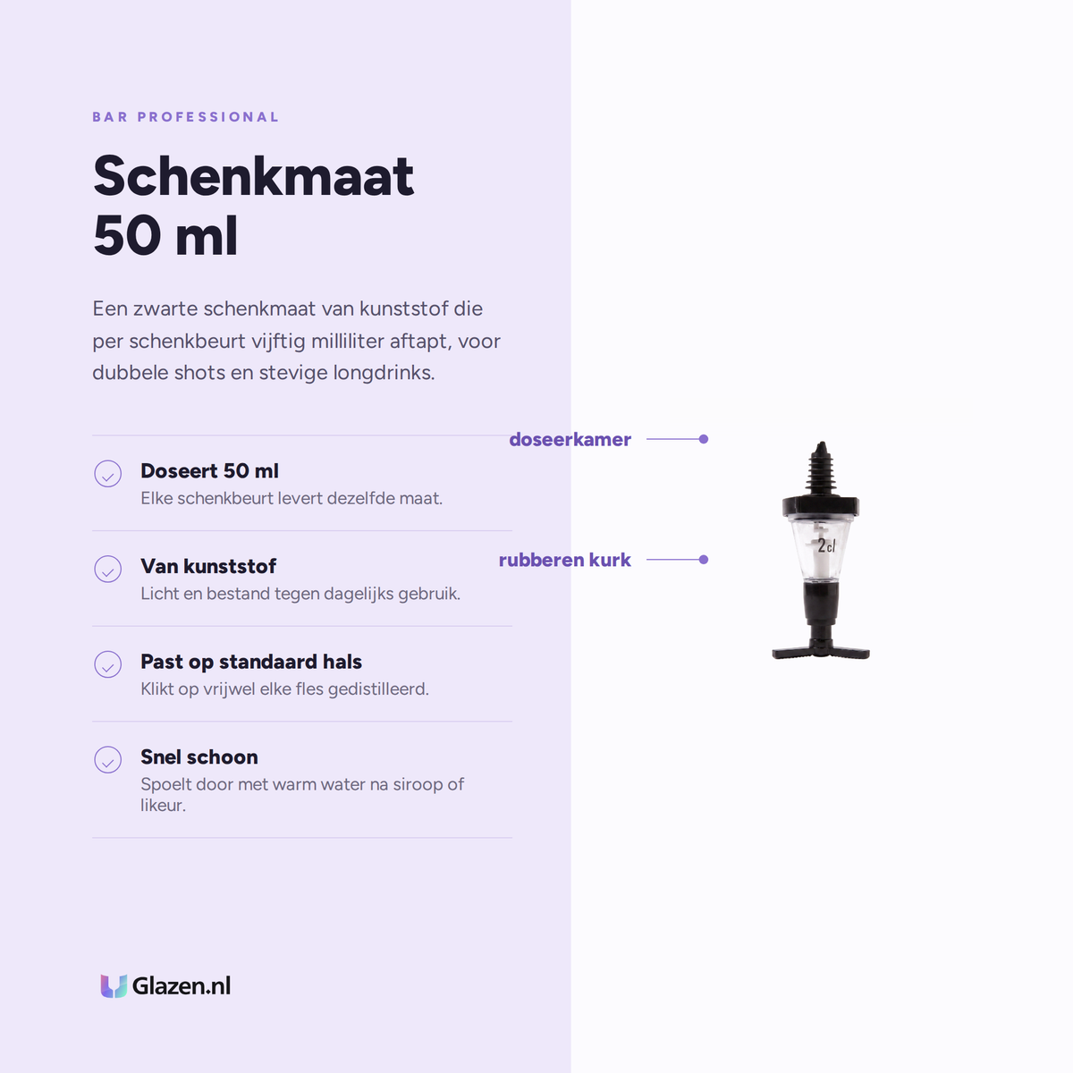 Eigenschappen van de Bar Professional Schenkmaat Zwart 50 ml