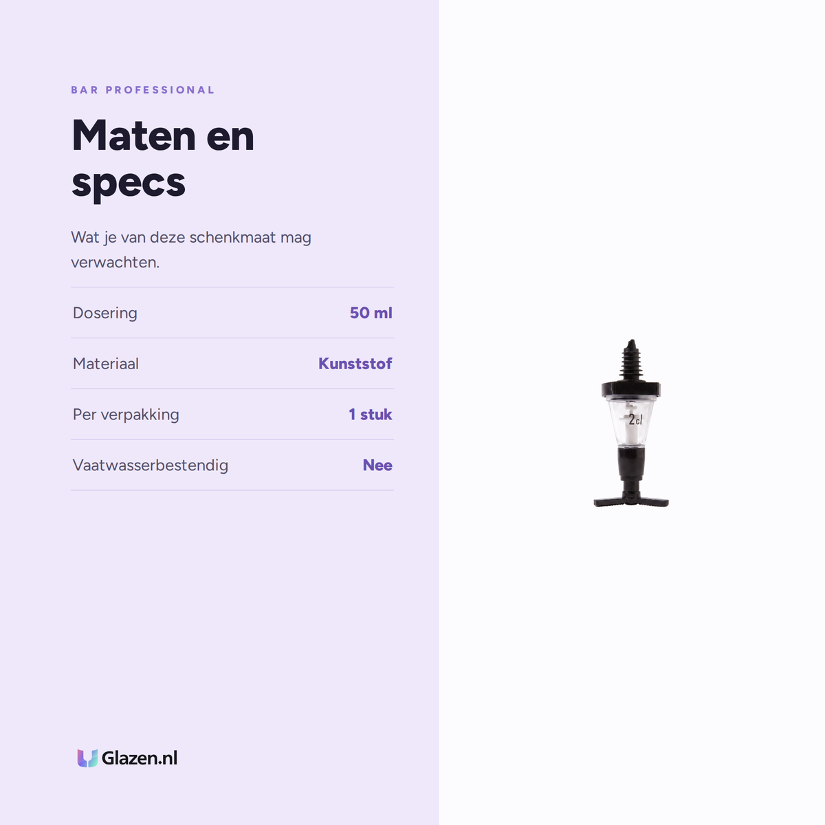 Maten en specs van de Bar Professional Schenkmaat Zwart 50 ml