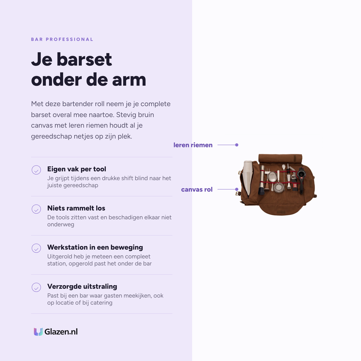 Bar Professional Speakeasy Bartender Roll Rvs eigenschappen