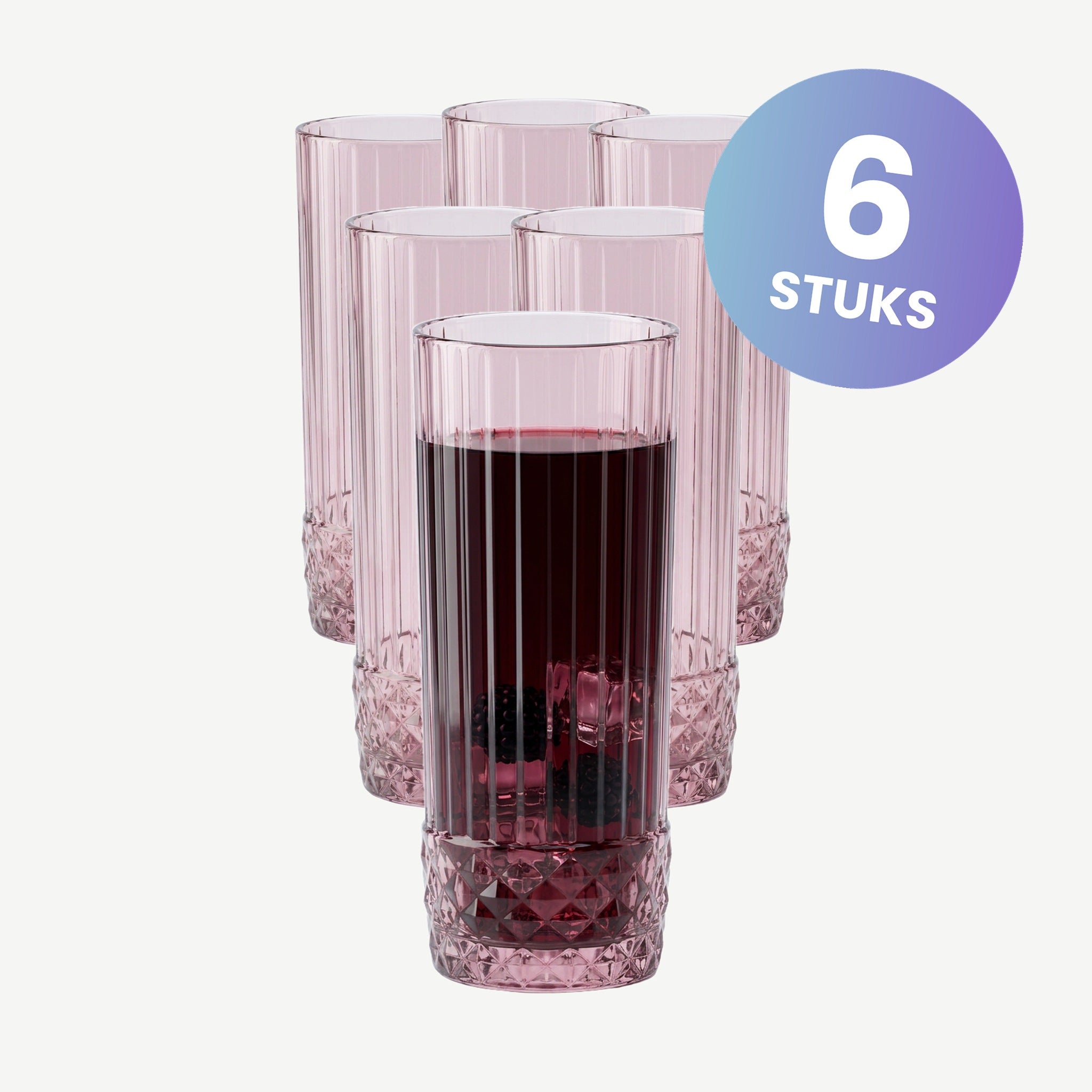 Bormioli Rocco America'20S Longdrinkglas 49 Cl Roze - set van 6 glazen
