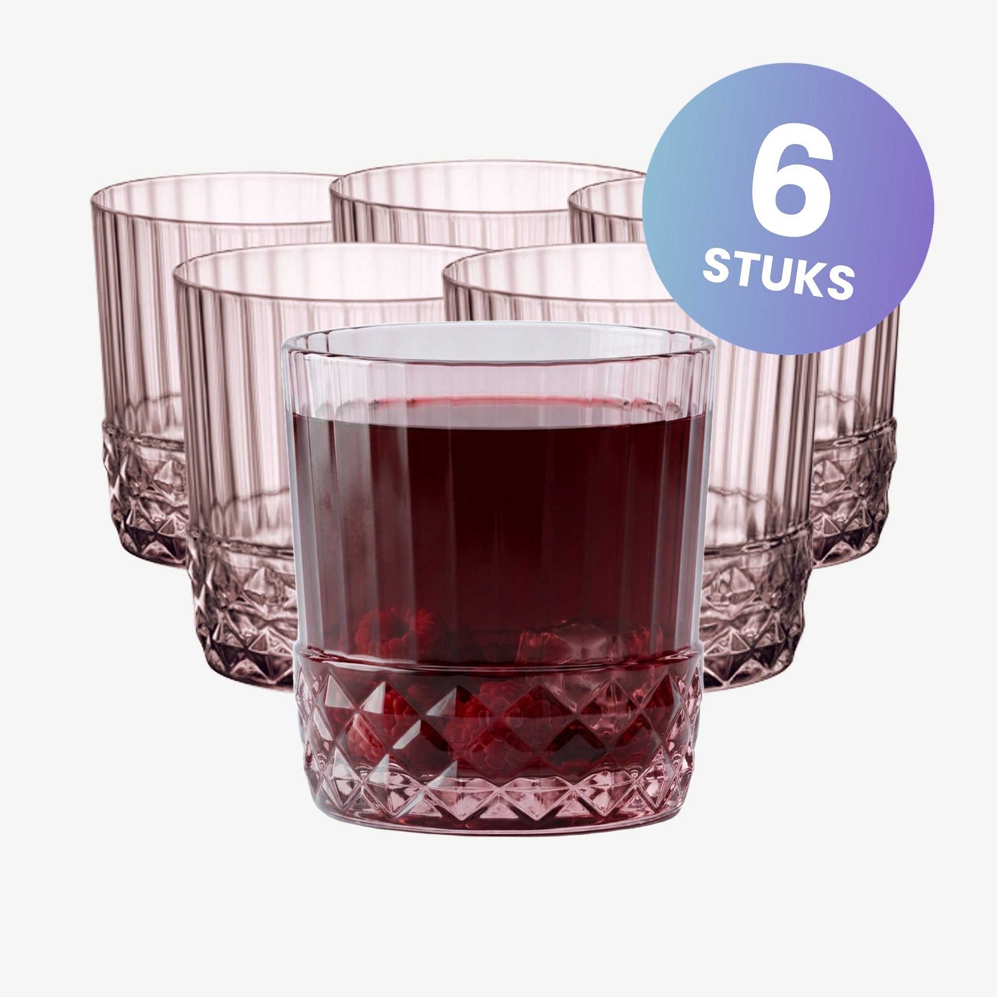 Bormioli Rocco America'20S Tumbler 37 Cl Roze - set van 6 glazen