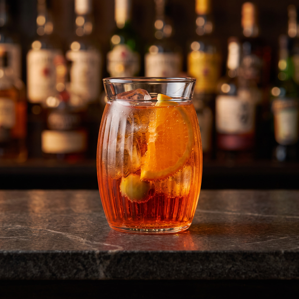 Bormioli Rocco Sweet cocktailglas 45 cl met spritz op een donkere bar