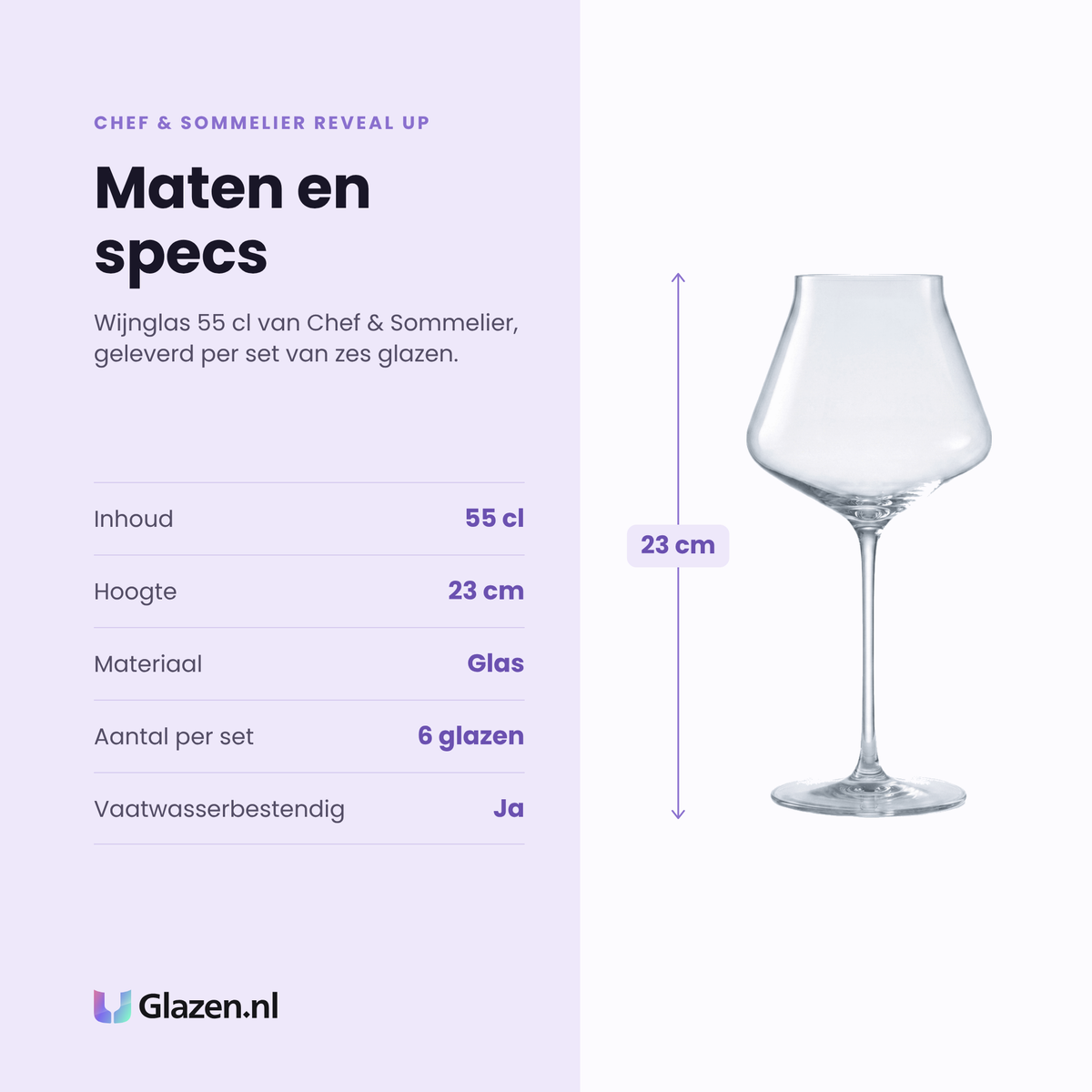 Chef & Sommelier Reveal Up Intense wijnglas 55 cl specificaties: inhoud 55 cl, hoogte 23 cm, glas, set van 6