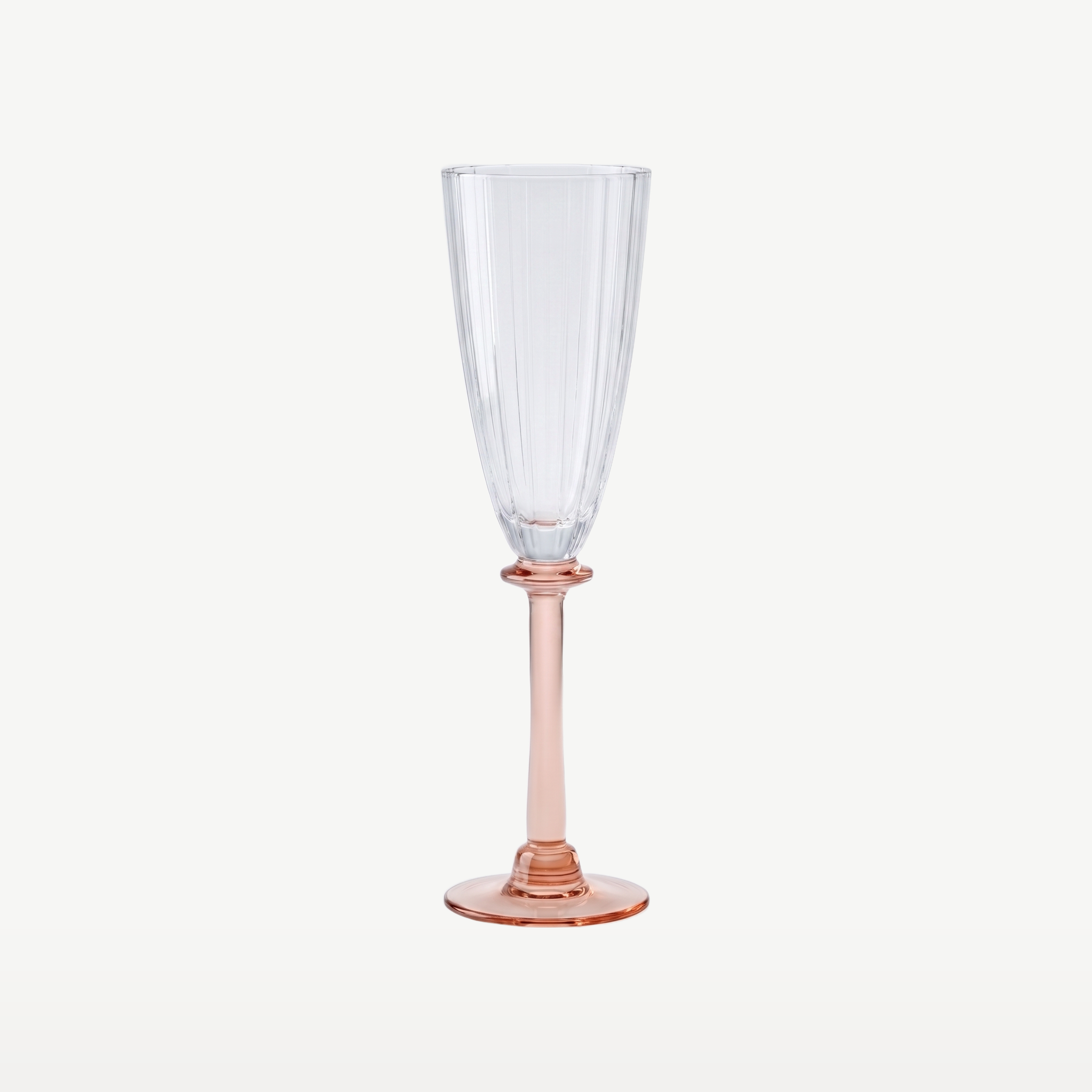 J-Line Champagneglas Gestreept Transparant/Zalmroze leeg - Glazen.nl