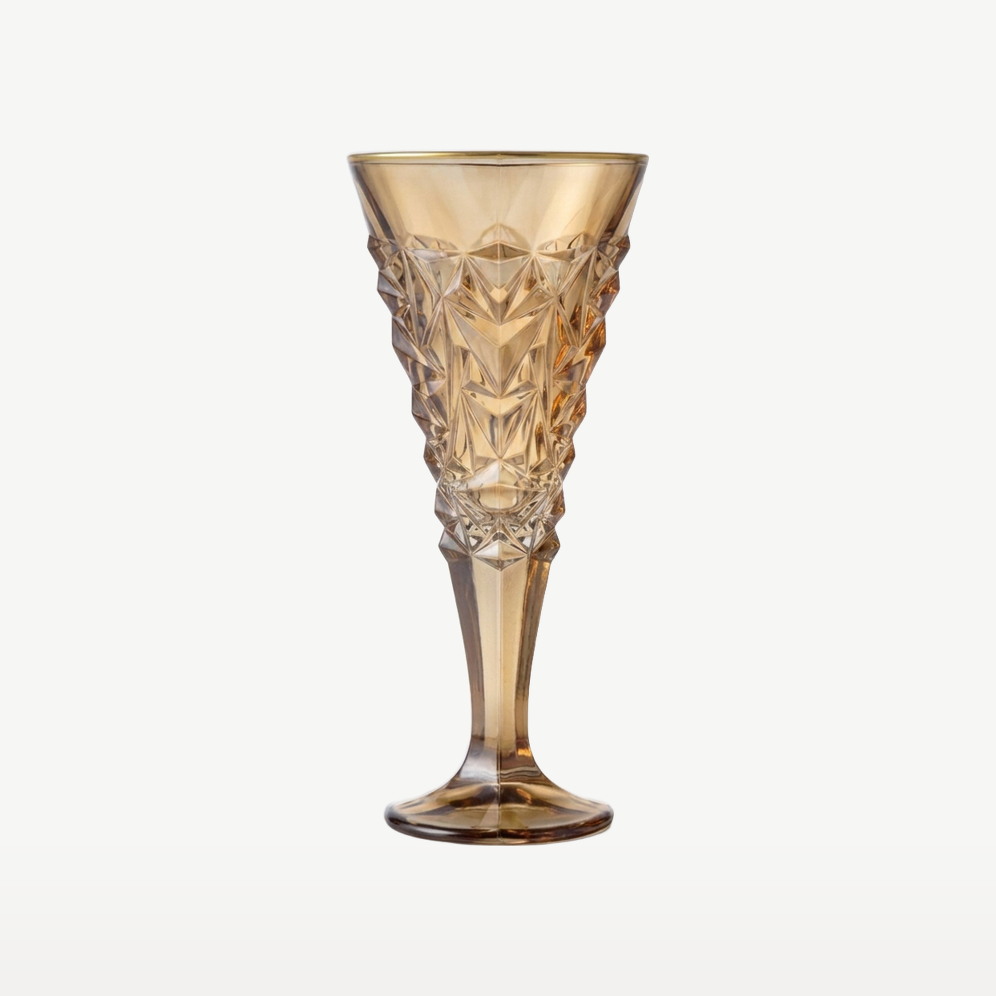 J-Line Champagneglas Relief Gouden Rand Groot Okergeel/Brons - Glazen.nl