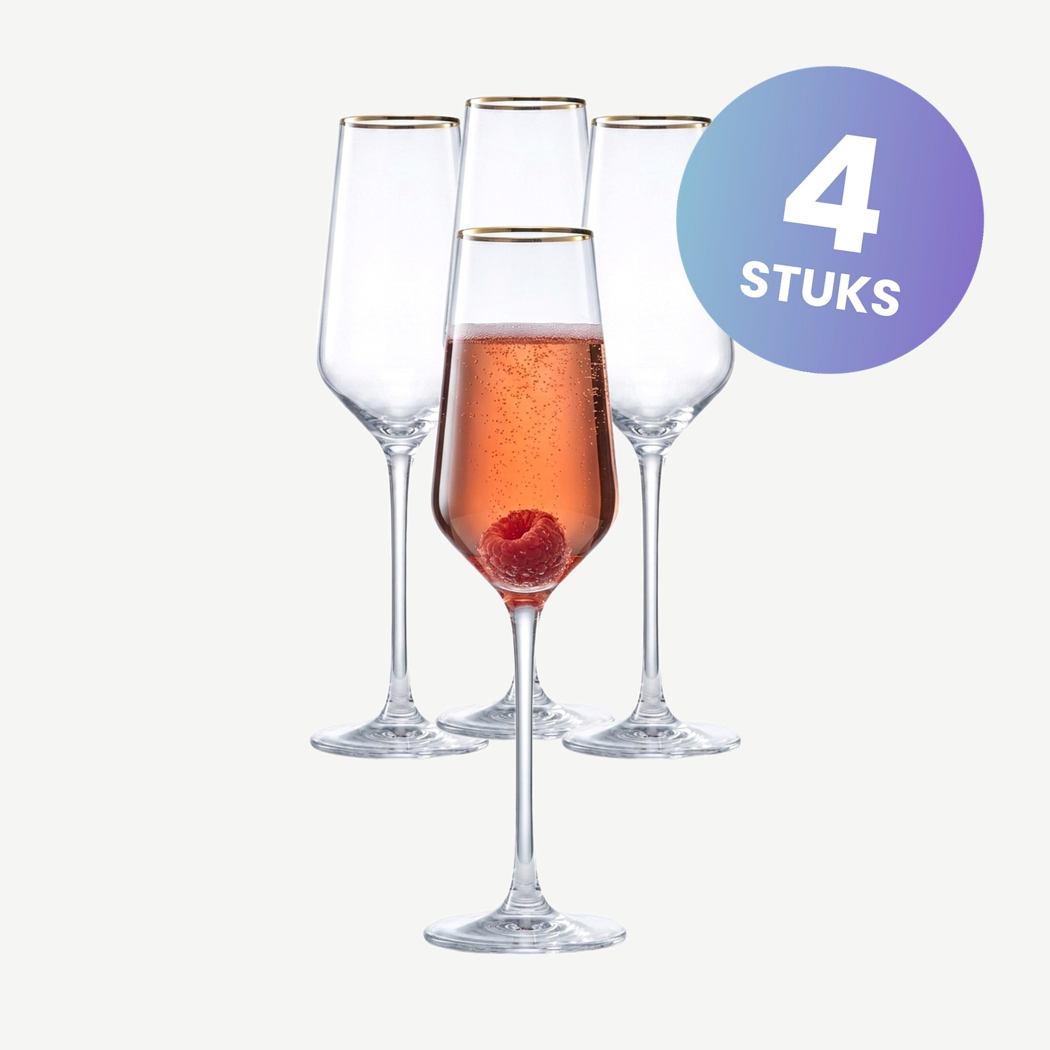 Eclat Ultime Champagneglas 21 Cl Gouden Rand - set van 4 glazen