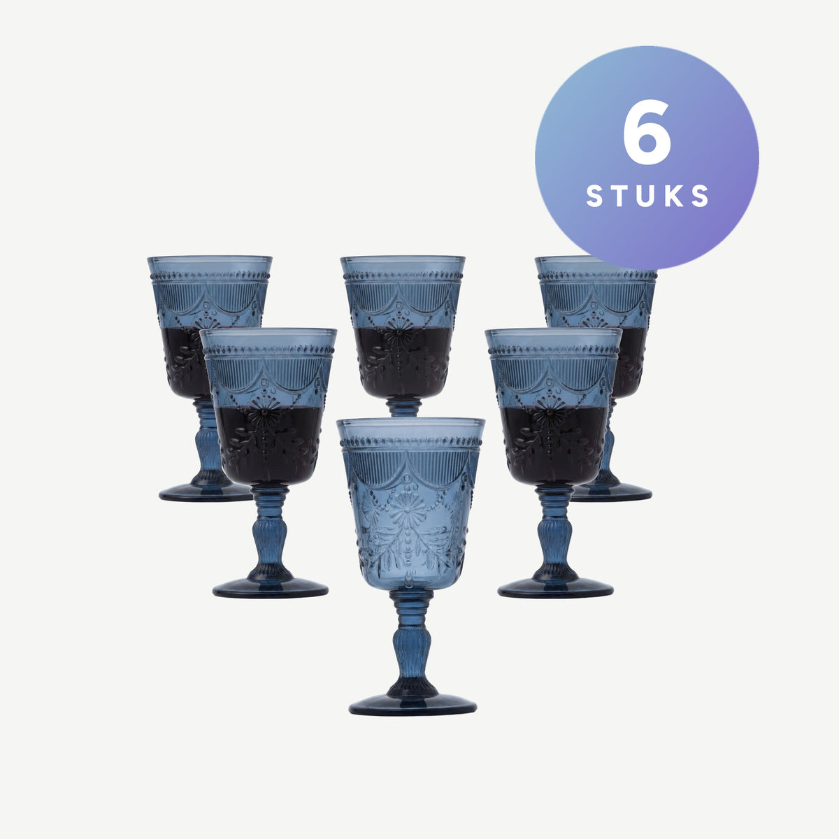 Fortessa Debutante Wijnglas 28 cl Donker Blauw set van 6 stuks
