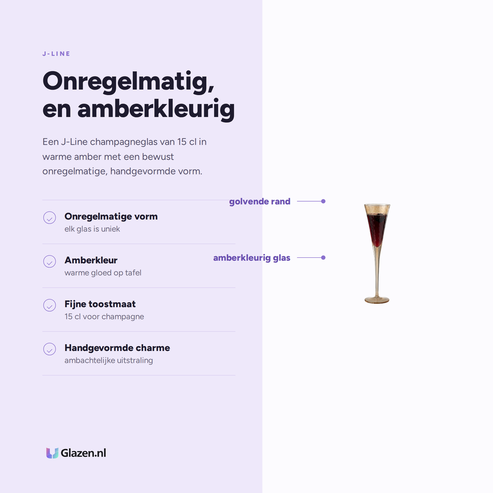 J-Line Champagnerglas 15 cl unregelmäßig Bernsteinfarben