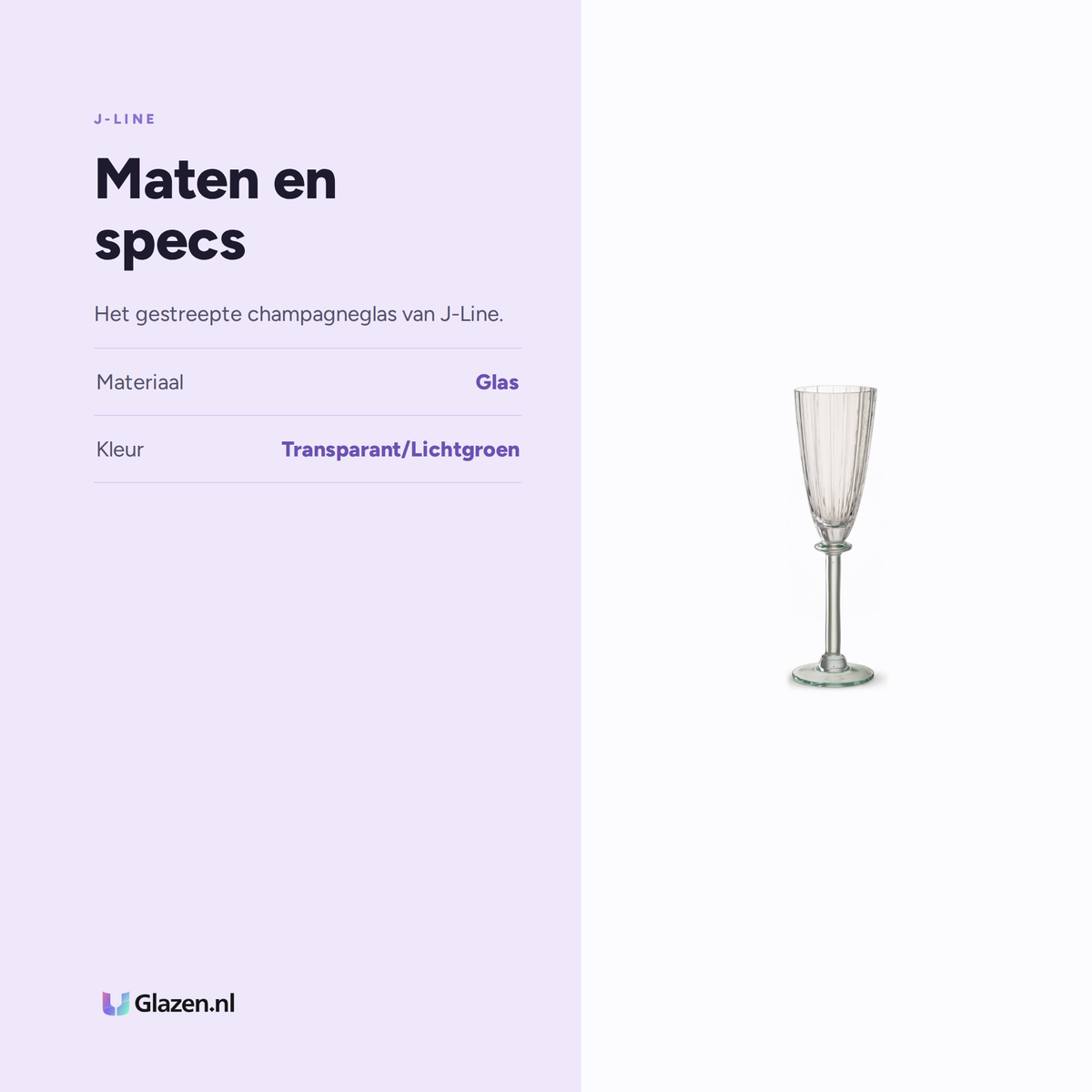 Maten en specs van J-Line Champagneglas Gestreept Transparant/Lichtgroen