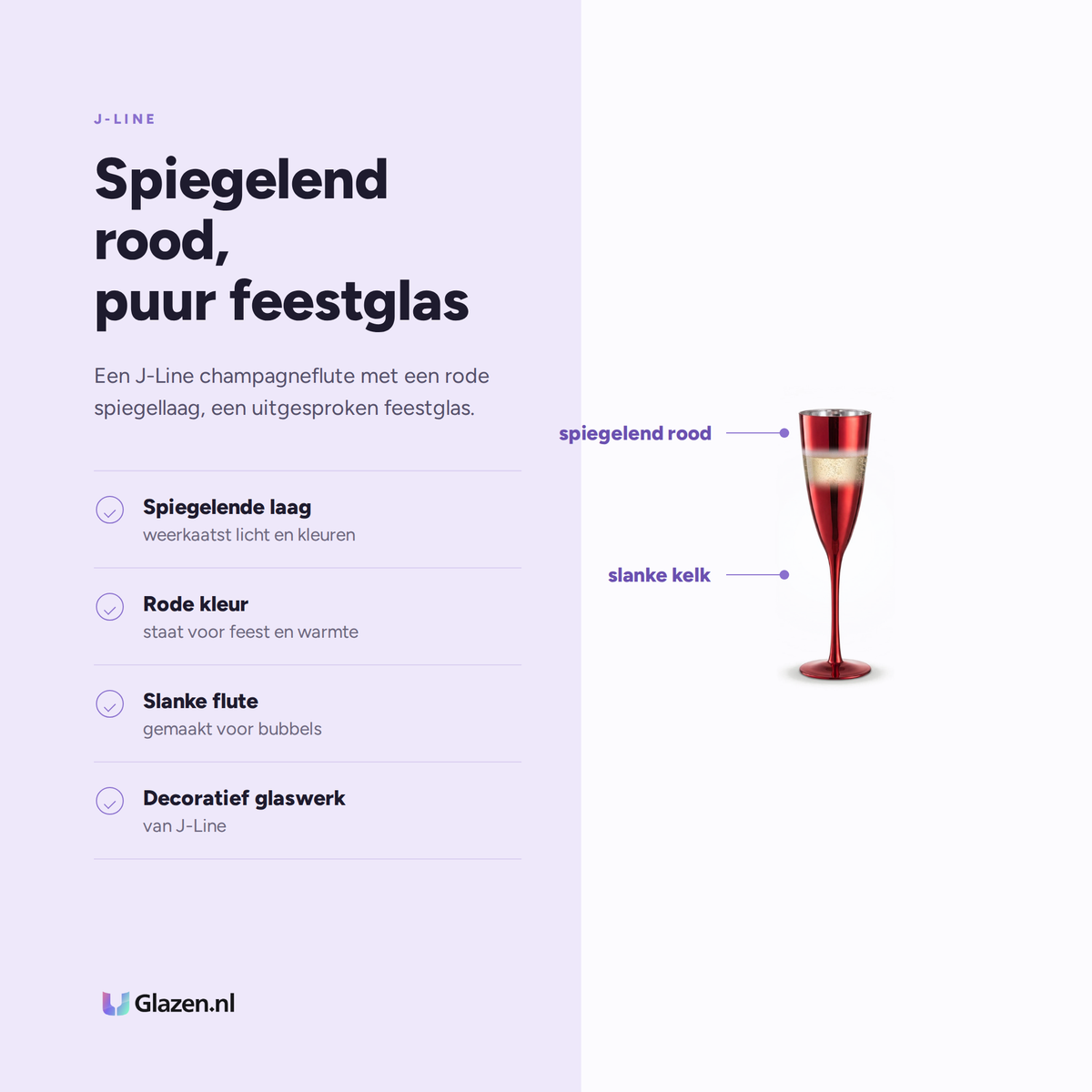 Eigenschappen van J-Line Champagneglas Spiegel Rood