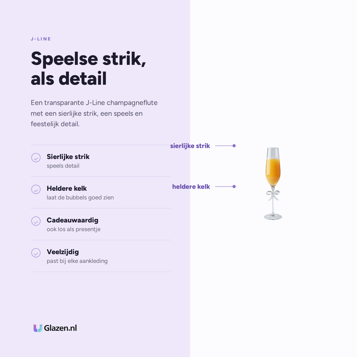 Eigenschappen van J-Line Champagneglas Strik Transparant