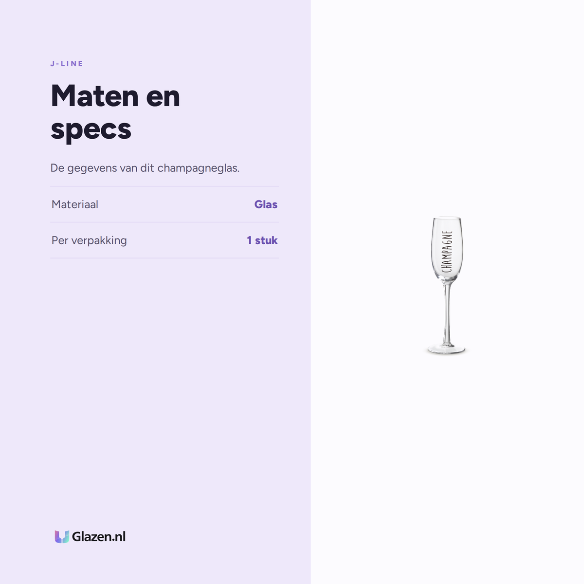 Maten en specs van de J-Line Champagneglas Transparant/Zwart