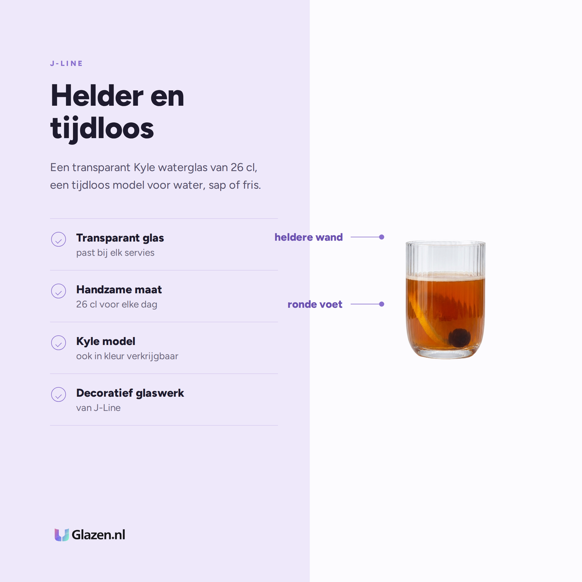 Eigenschappen van J-Line Kyle Waterglas 26 Cl Transparant