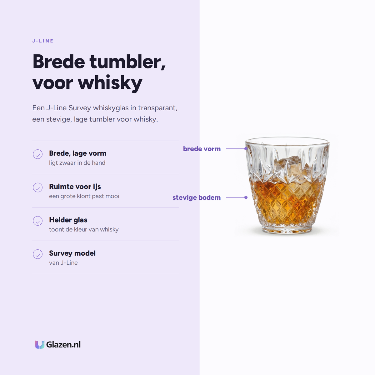 Eigenschappen van J-Line Survey Whiskyglas Transparant
