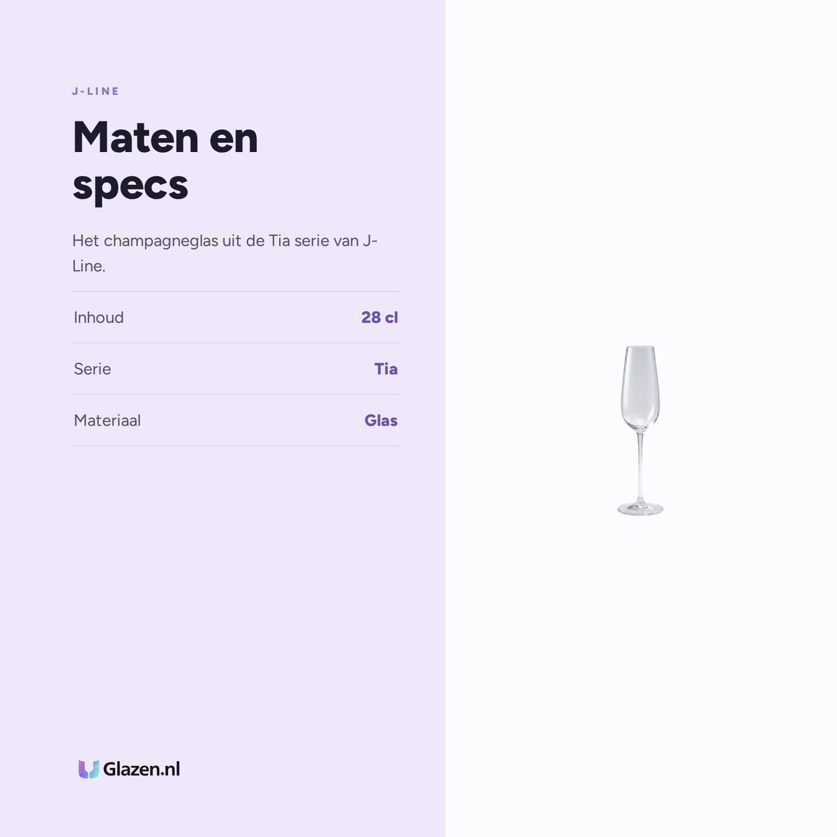 Maten en specs van J-Line Tia Champagneglas 28 Cl Transparant