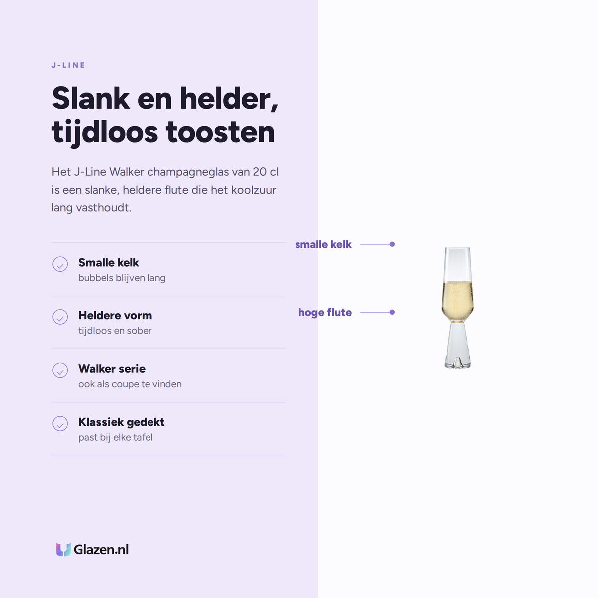 Eigenschappen van J-Line Walker Champagneglas 20 Cl Transparant