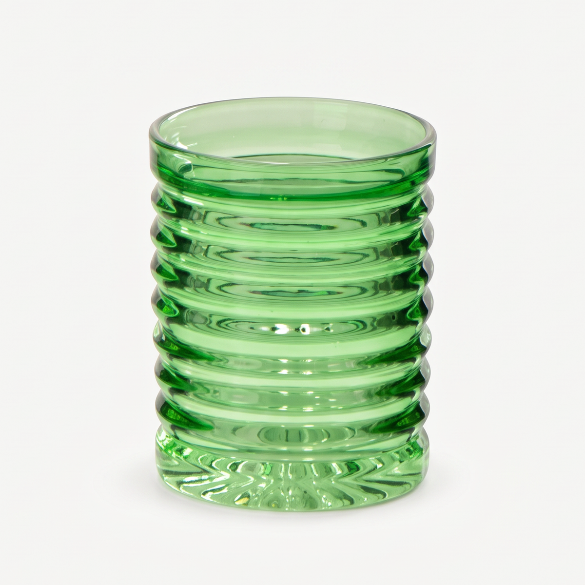 J-Line Waterglas 28 Cl Geribbeld Groen leeg