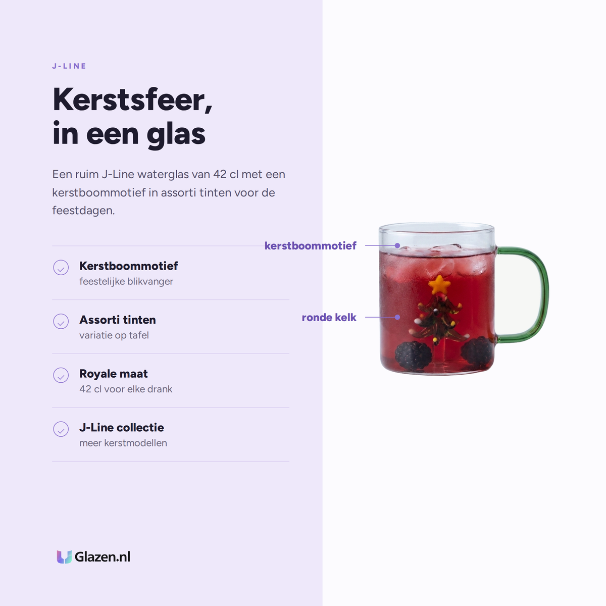 Eigenschappen van J-Line Waterglas 42 Cl Kerstboom Transparant/Assorti