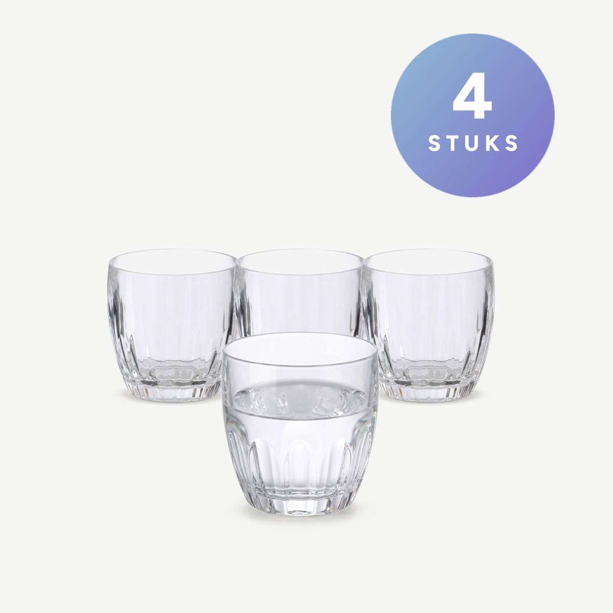 Set van 4 stuks J-Line Waterglas 43,2 Cl Acryl Transparant