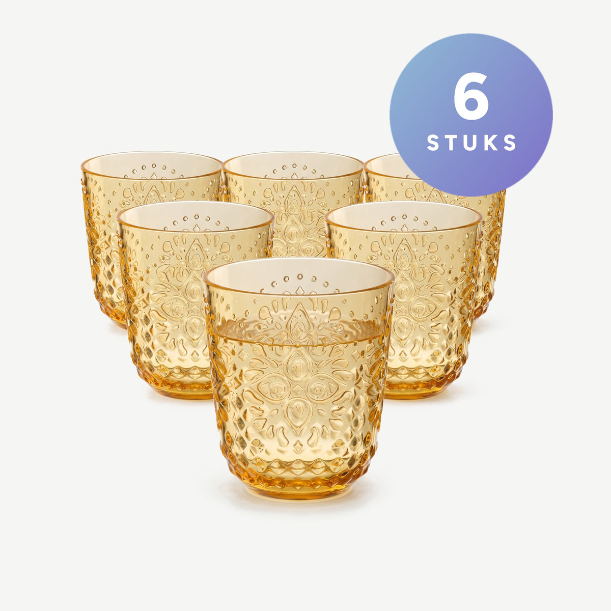 J-Line Waterglas 47,3 Cl Onbreekbaar Geel - 6 Stuks set van 6