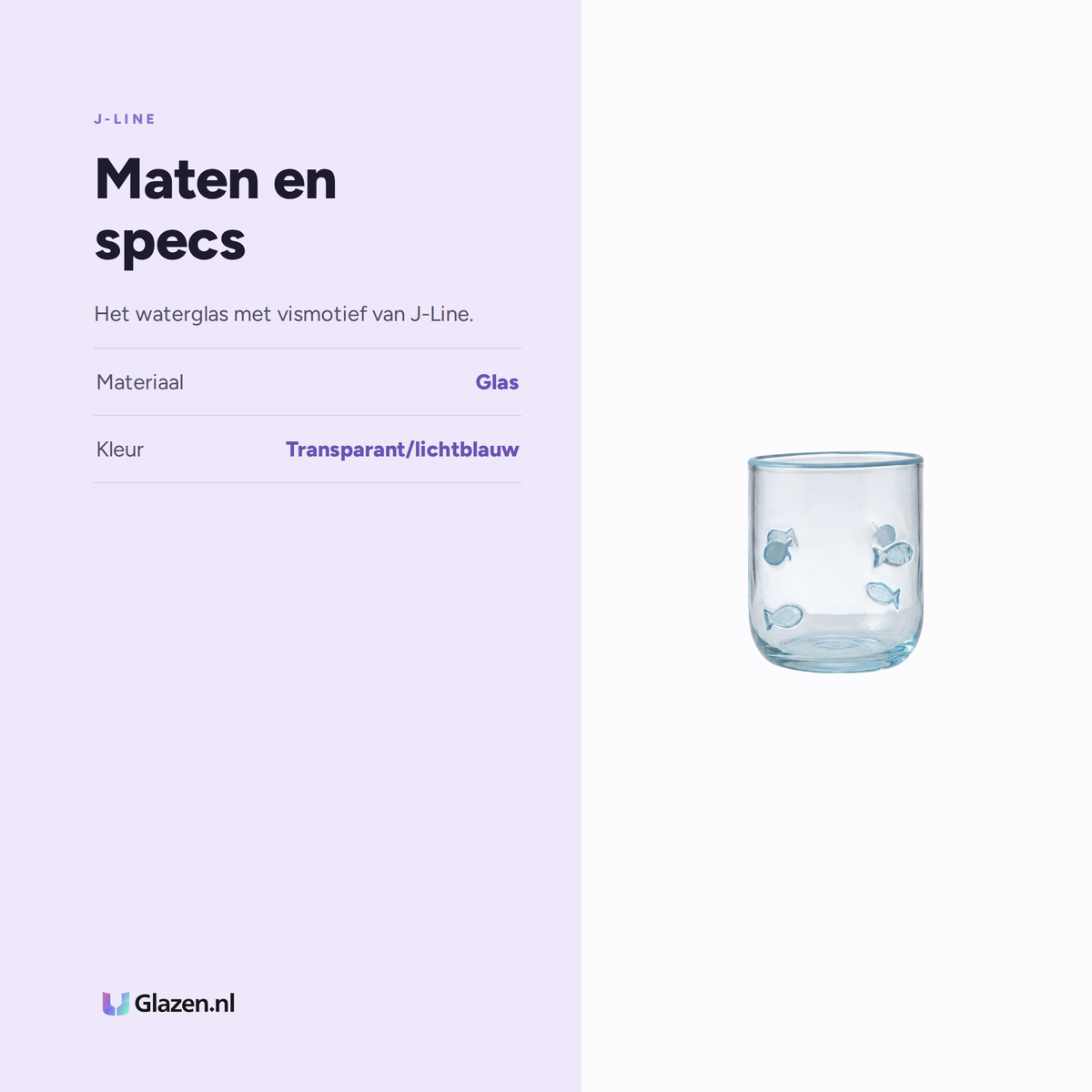 Maten en specs van J-Line Waterglas Vis Klein Transparant/Lichtblauw