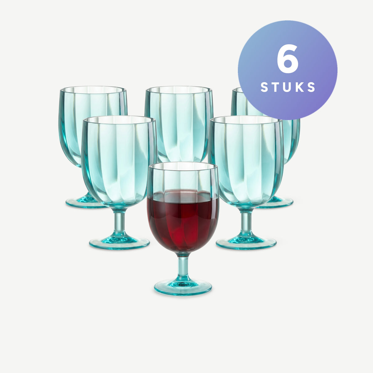 J-Line Wijnglas 31 Cl Onbreekbaar Blauw - 6 Stuks set van 6