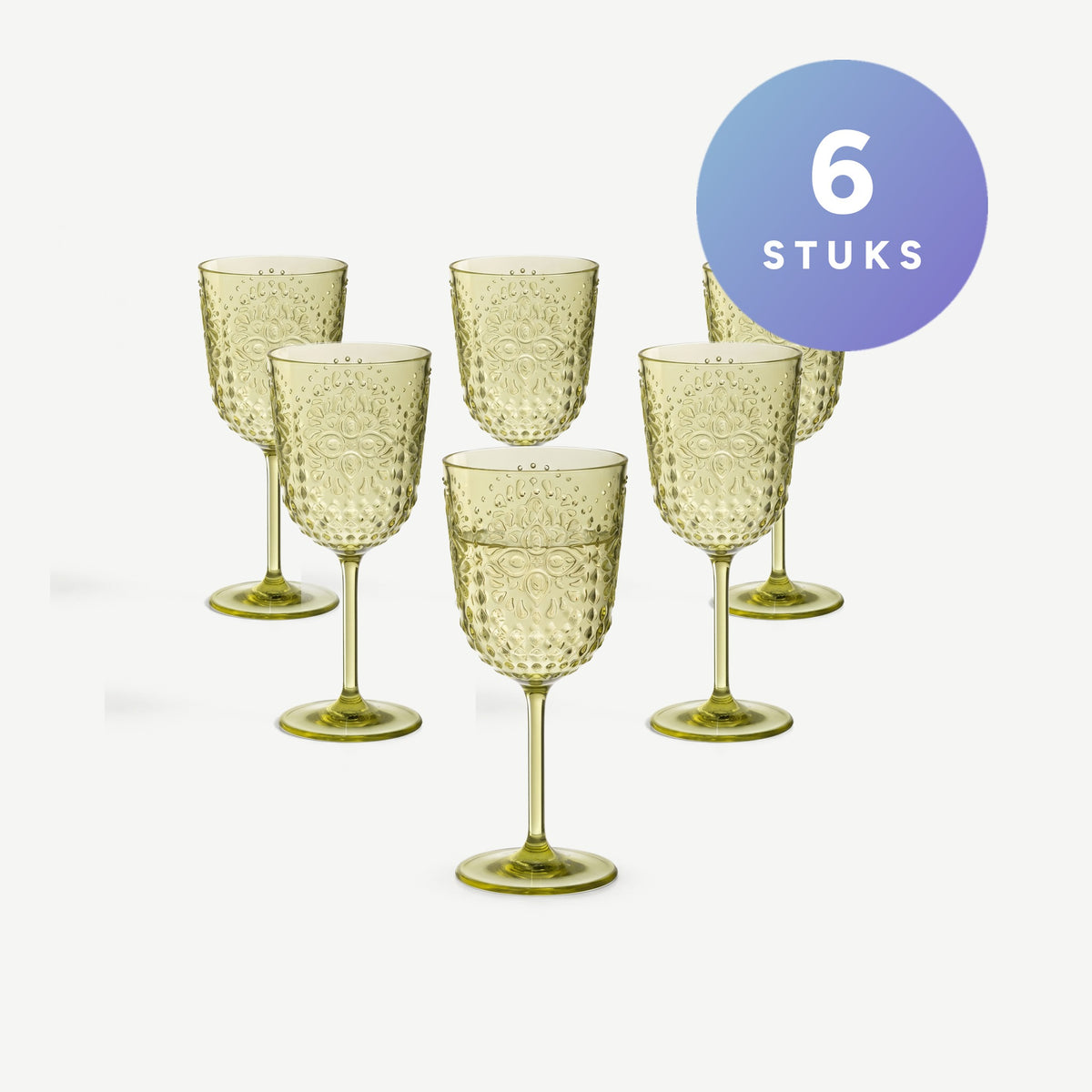 J-Line Wijnglas 41,4 Cl Onbreekbaar Groen - 6 Stuks, set van 6