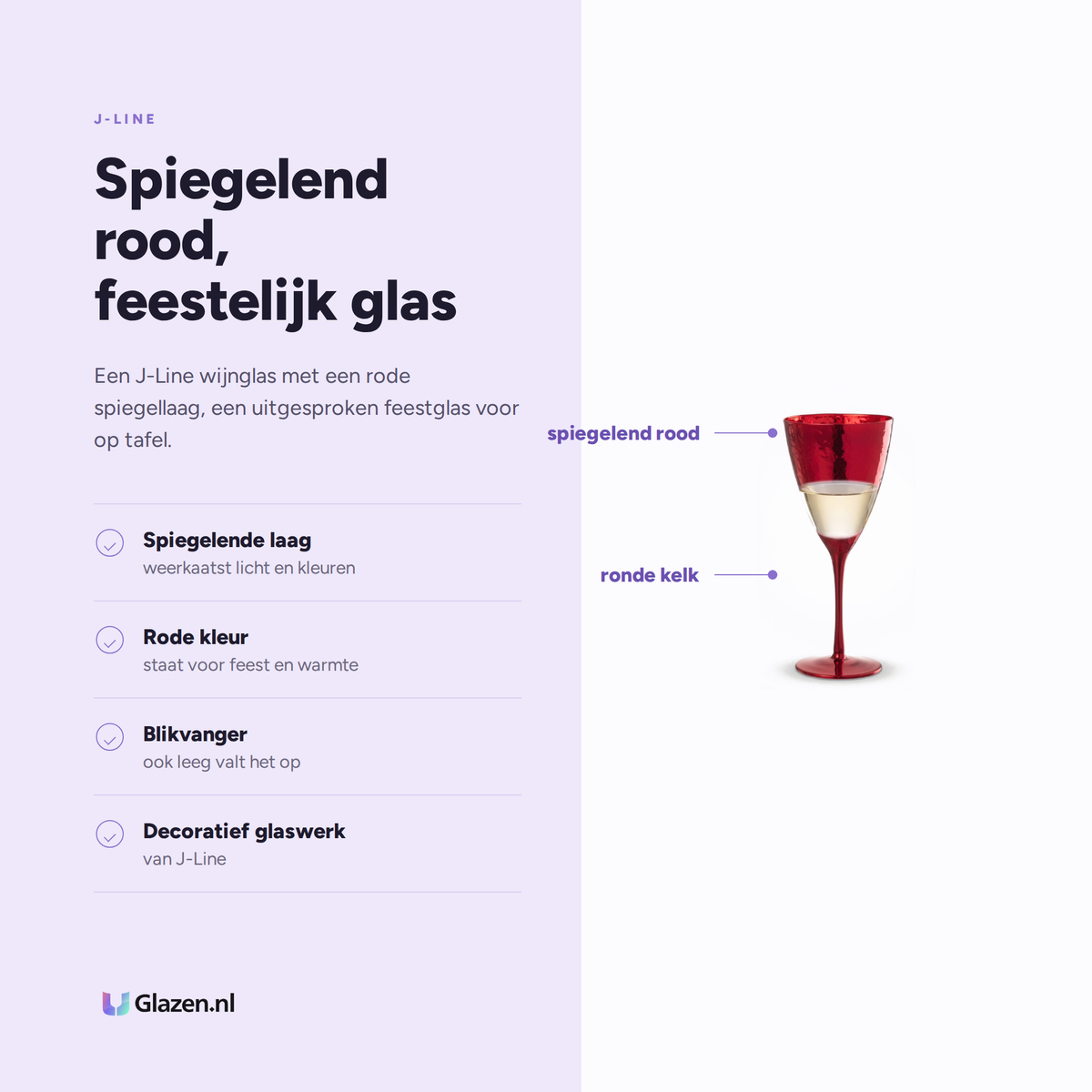 Eigenschappen van J-Line Wijnglas Spiegel Rood