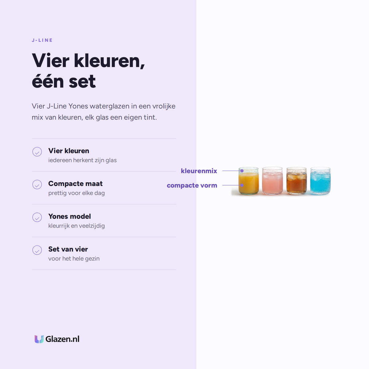 Eigenschappen van J-Line Yones Waterglas Assorti