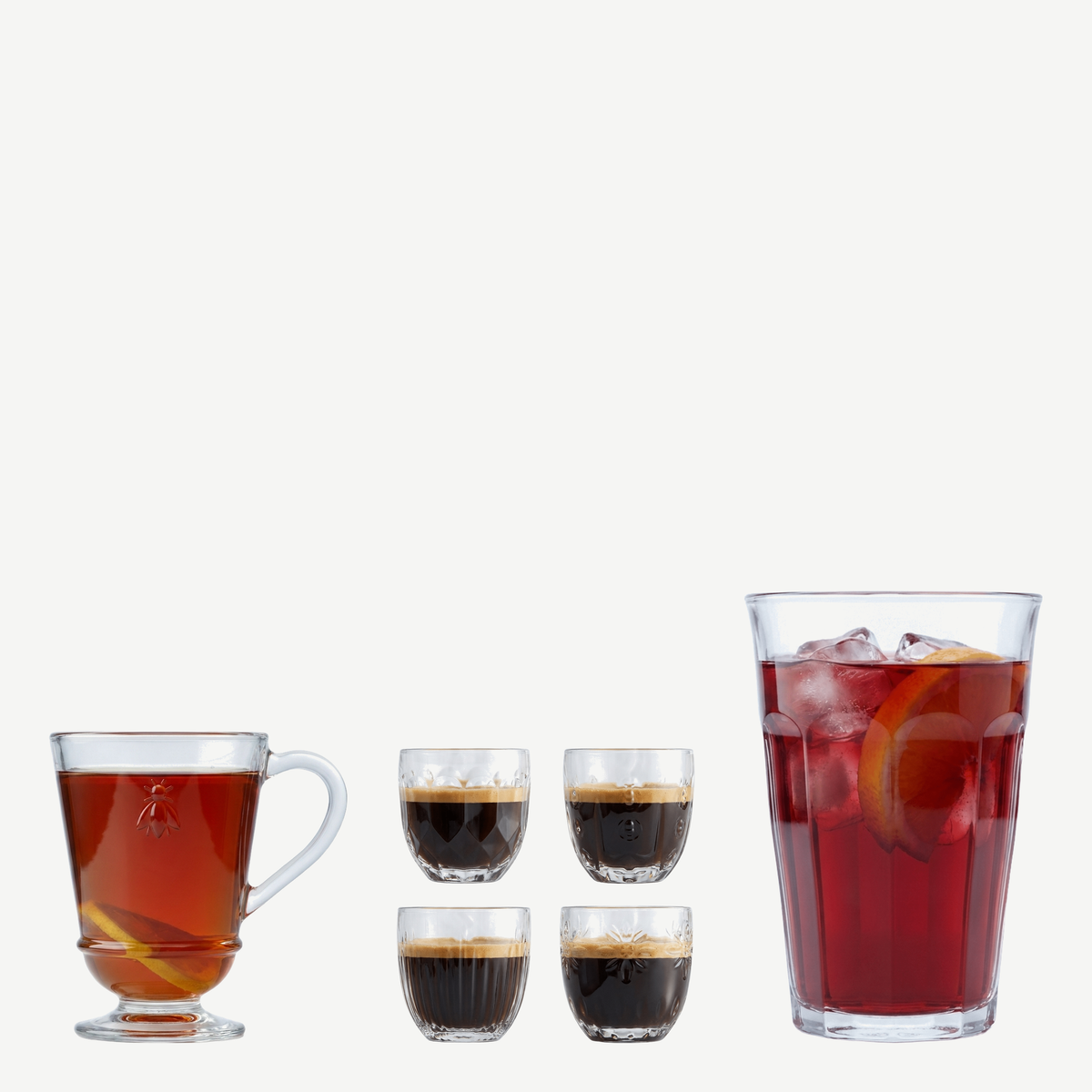 Koffie en theebox 16 delig met theemokken, espressoglazen en latteglazen