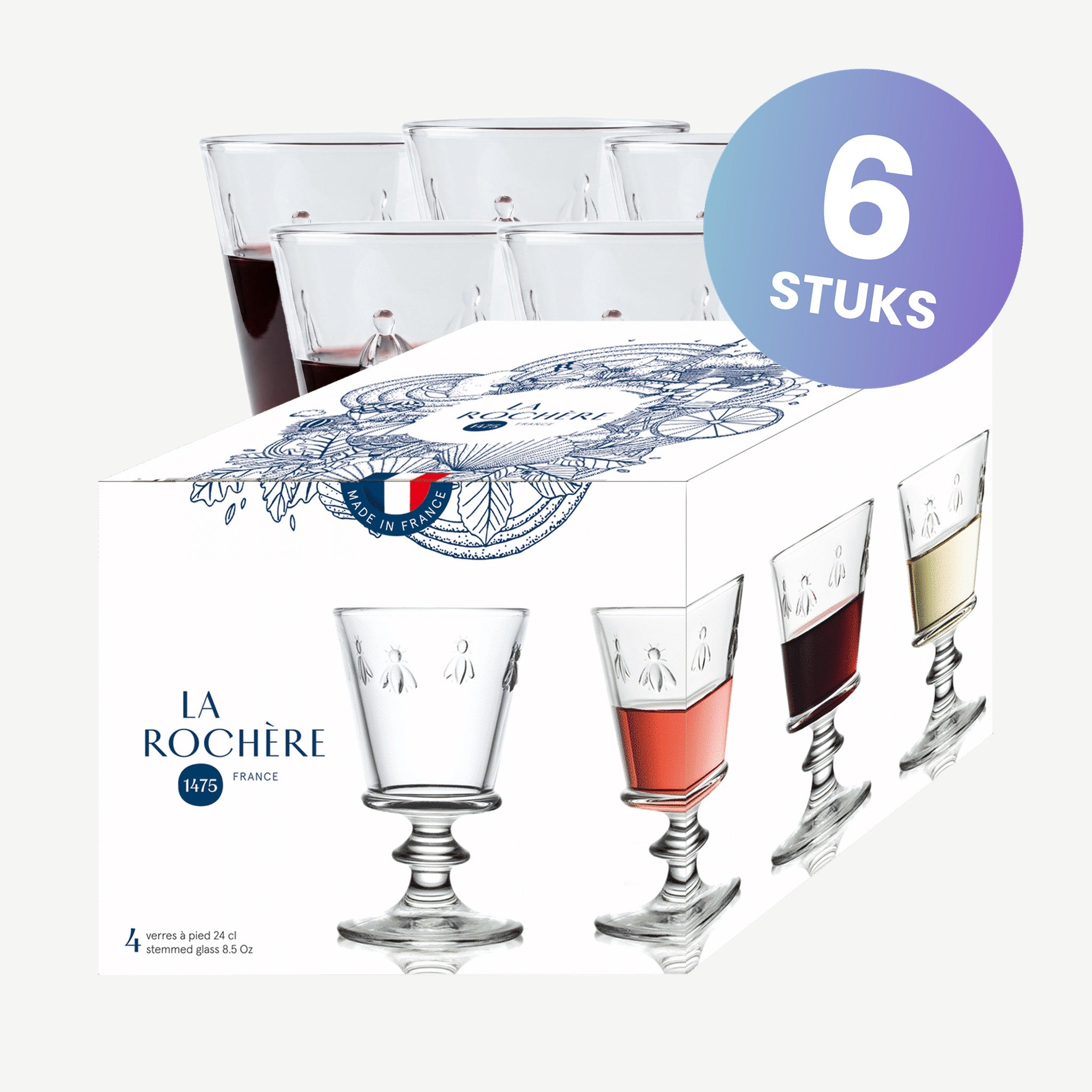 La Rochère Abeille Wijnglas 24 cl - set van 6 glazen