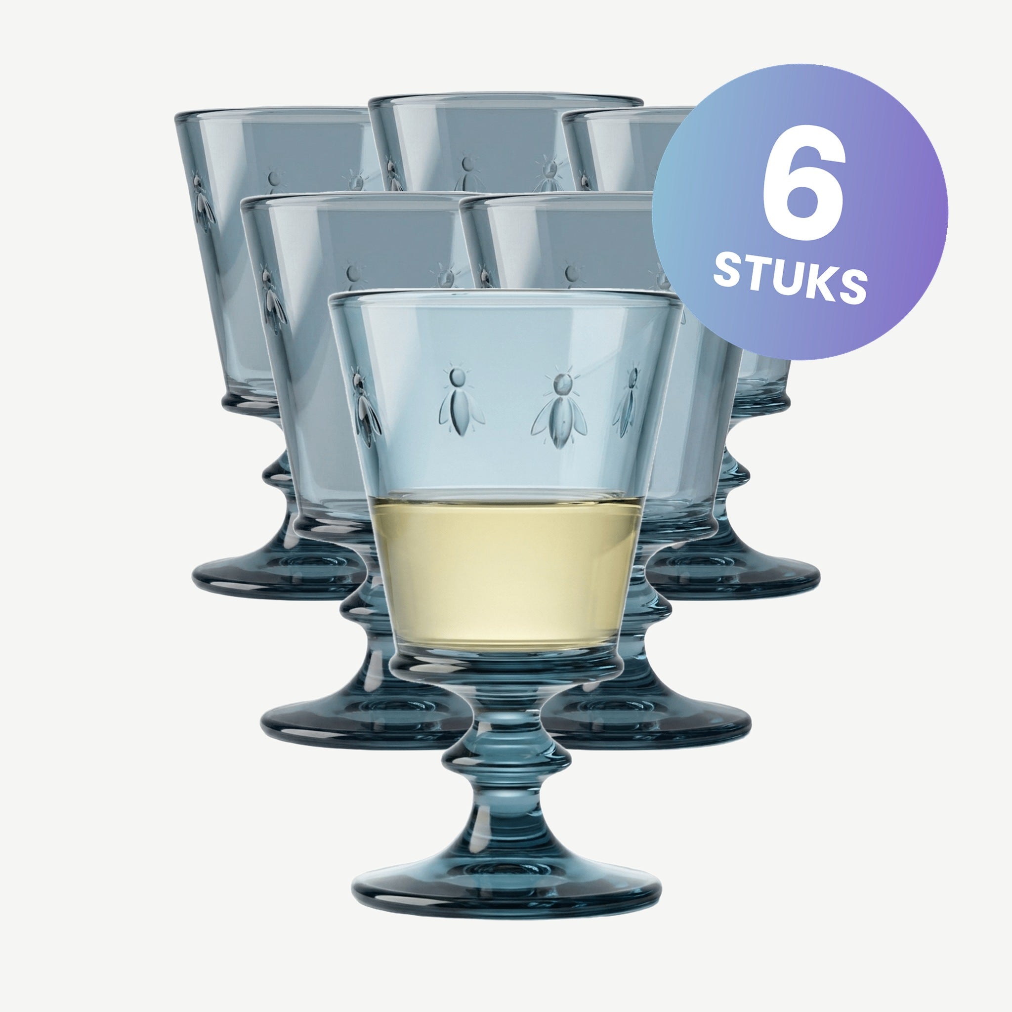 La Rochère Abeille Wijnglas 24 cl Blauw - set van 6 glazen