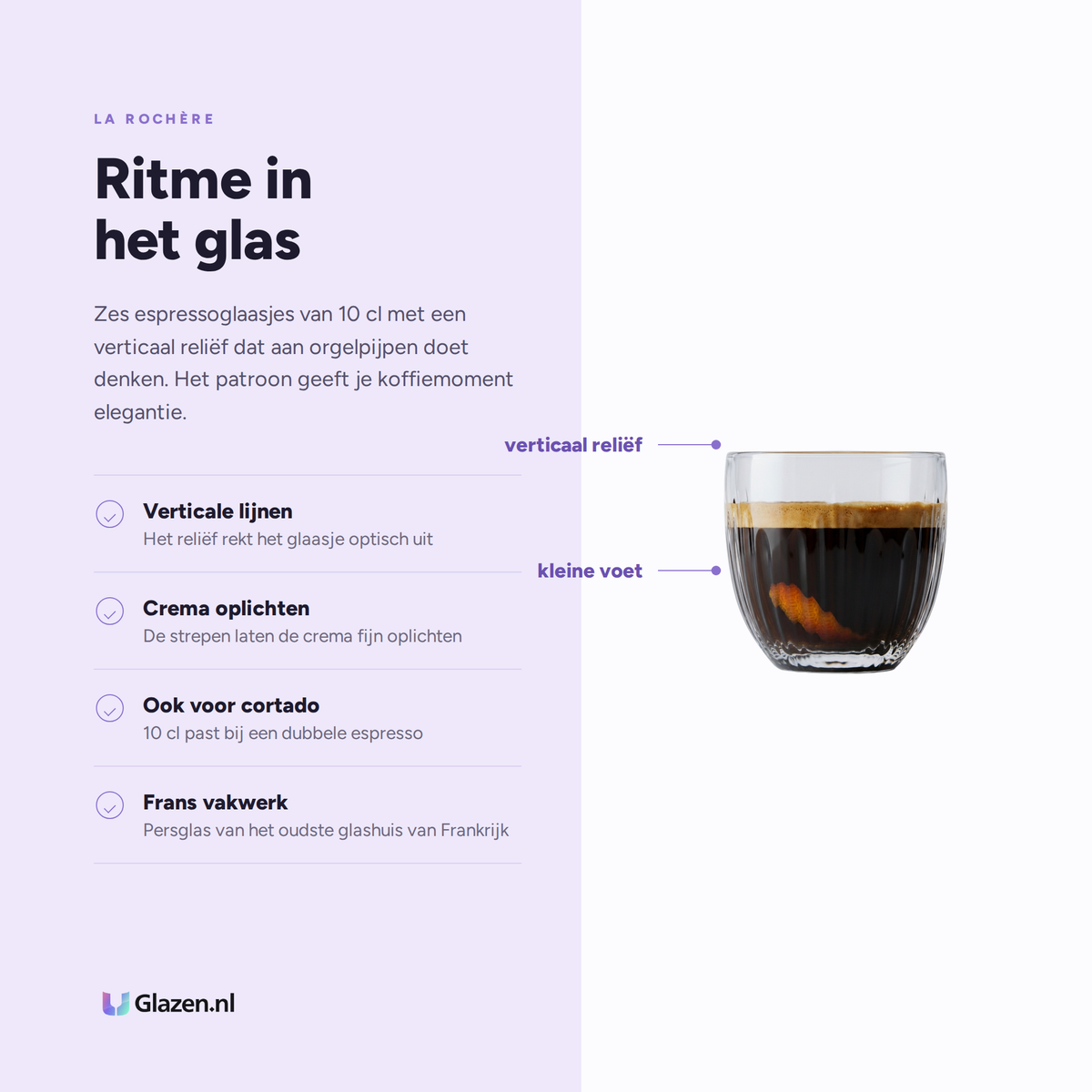 Eigenschappen van La Rochère Jeux DOrgues Espressoglas 10 cl - 6 Stuks