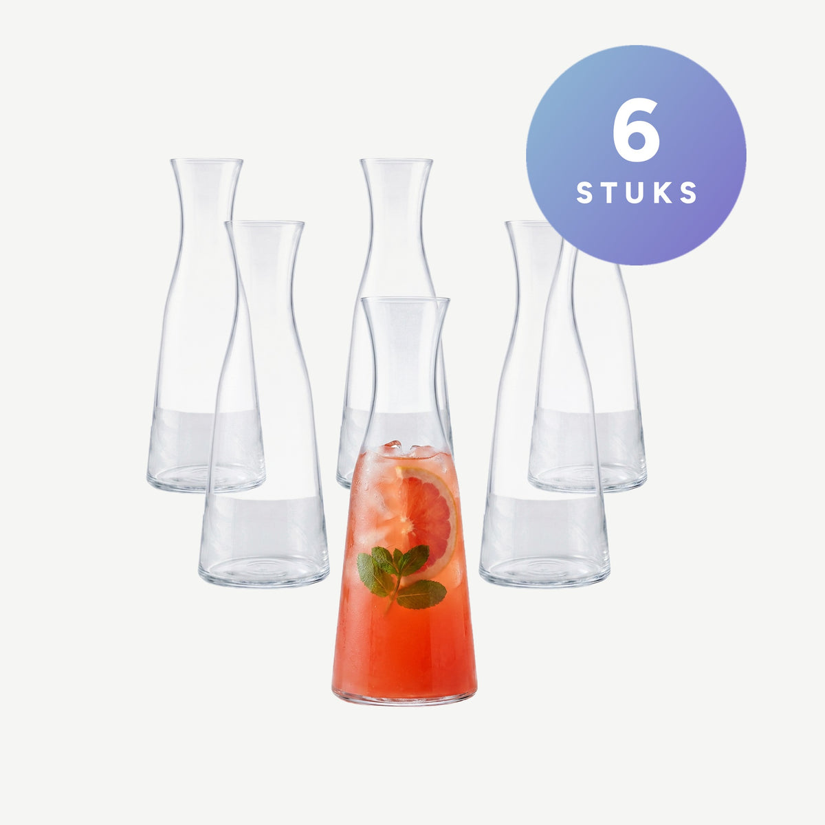 Luigi Bormioli Atelier karaf 1 liter, set van 6 stuks