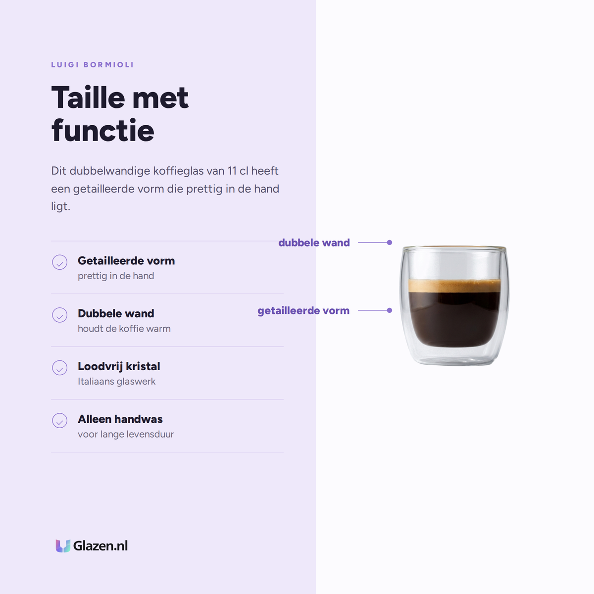 Eigenschappen van Luigi Bormioli Thermic Glass Koffieglas 11 Cl Michelangelo