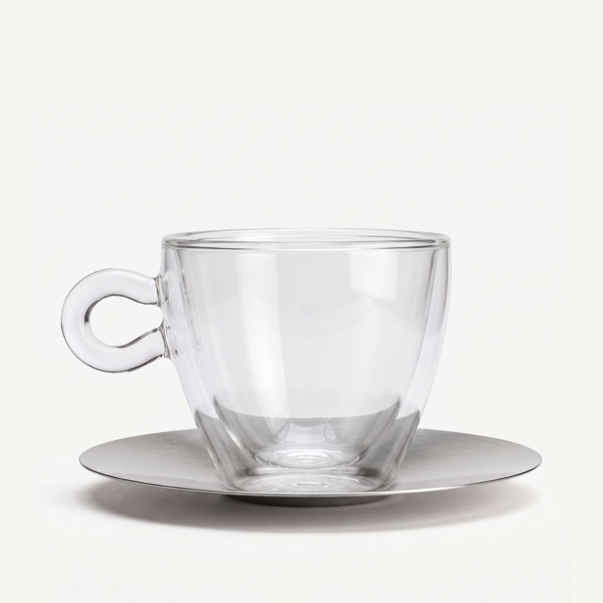 Luigi Bormioli Thermic Glass koffieglas 30 cl leeg op rvs schotel