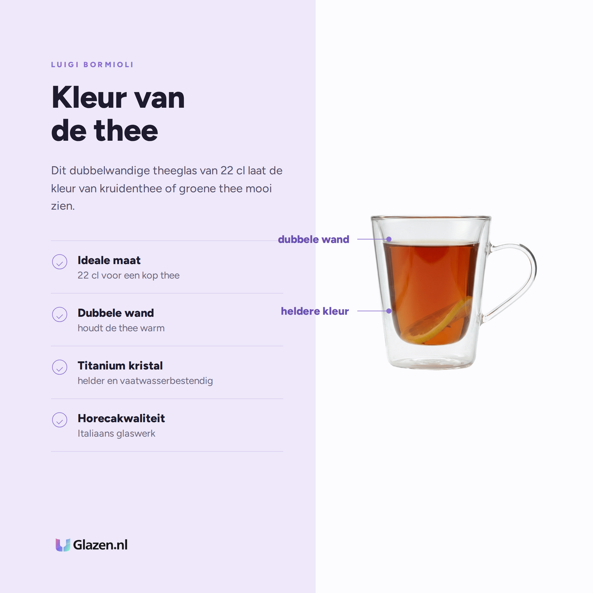Eigenschappen van Luigi Bormioli Thermic Glass Theeglas 22 Cl