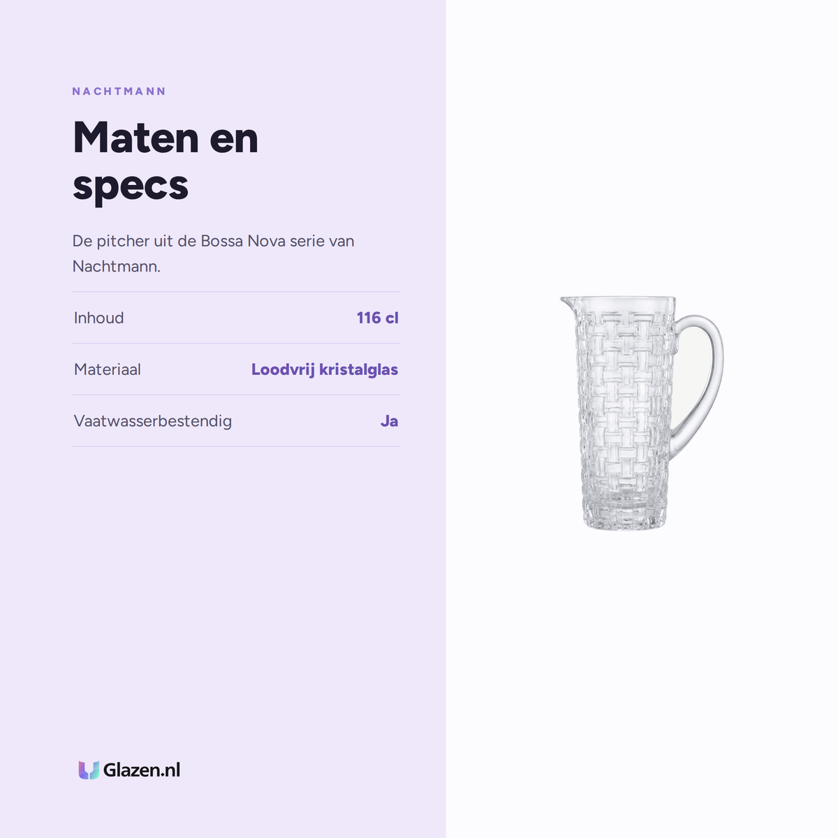 Maten en specs van Nachtmann Bossa Nova Pitcher 116 Cl