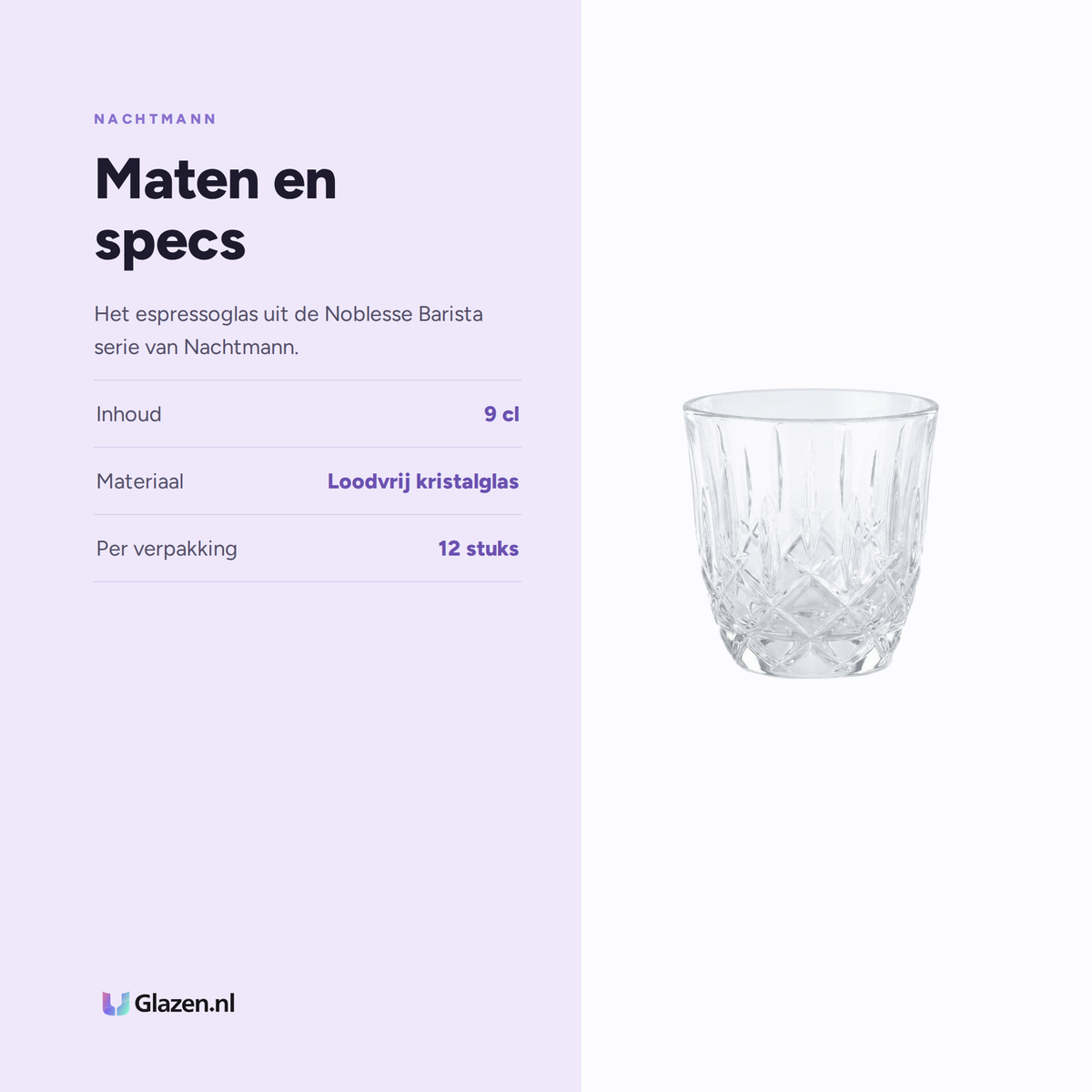 Maten en specs van Nachtmann Noblesse Barista Espressoglas 9 Cl