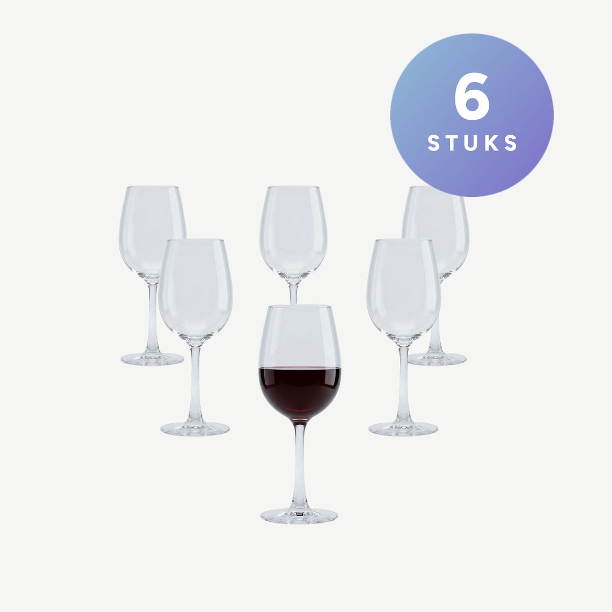 Set van 6 stuks Nude Glass Reserva Wijnglas 35 Cl - 6 Stuks op een gebroken witte achtergrond