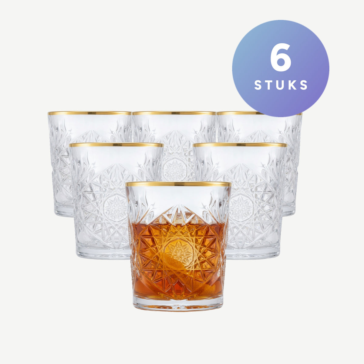 Onis Icon Tumbler 35 Cl Goud Rand set van 6 glazen