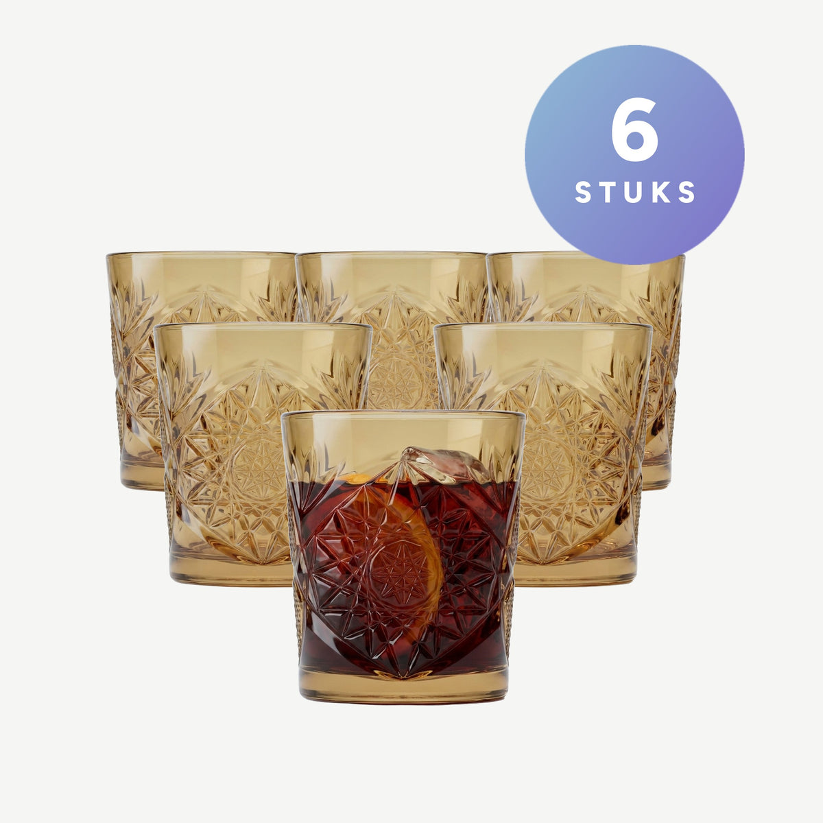 Set van 6 stuks Onis Icon Tumbler 35 Cl Ocker - 6 Stuks op een gebroken witte achtergrond