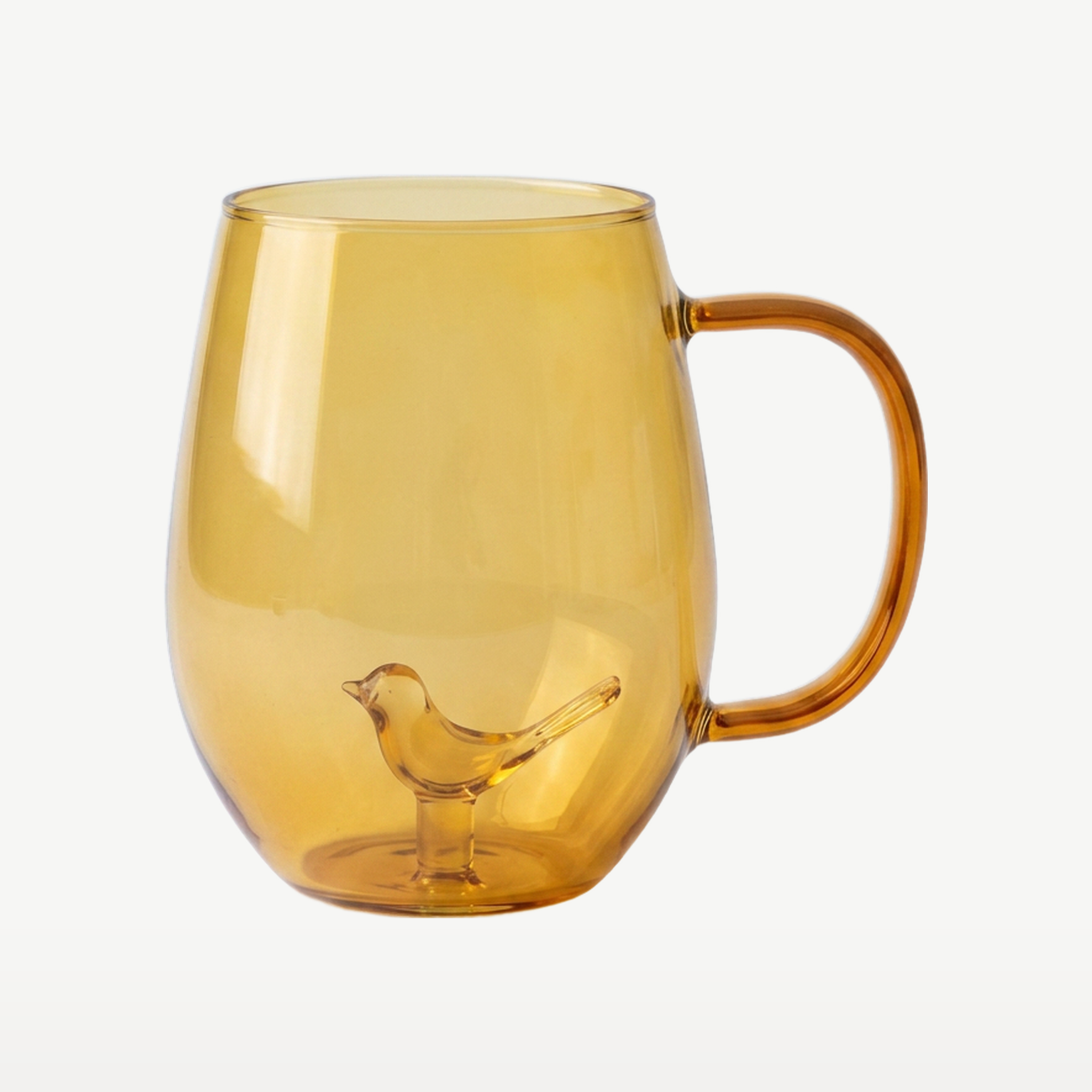 J-Line Waterglas 35 Cl Vogel met Oor Okergeel/Transparant - Glazen.nl