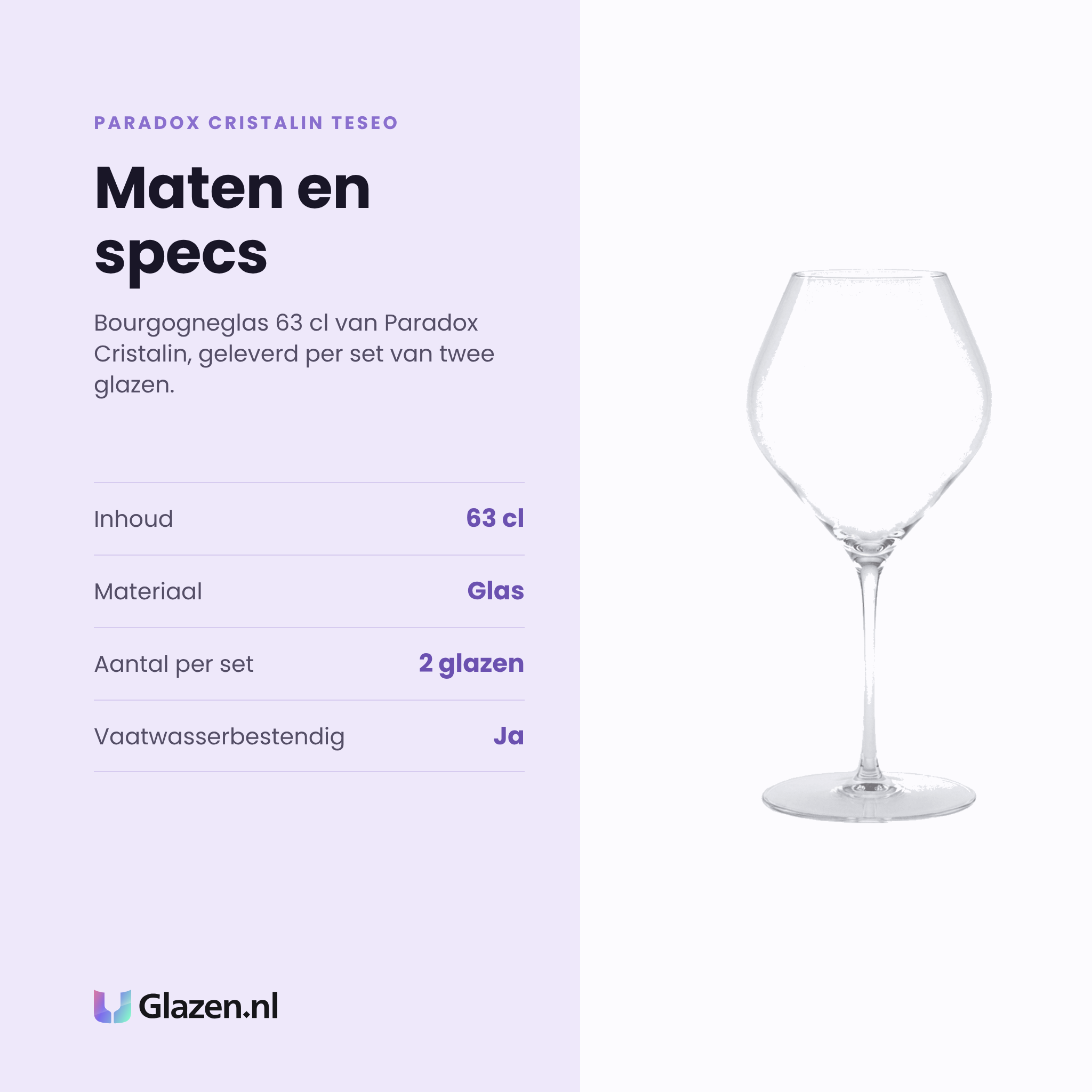 Paradox Cristalin Teseo bourgogneglas 63 cl specificaties: inhoud 63 cl, glas, set van 2