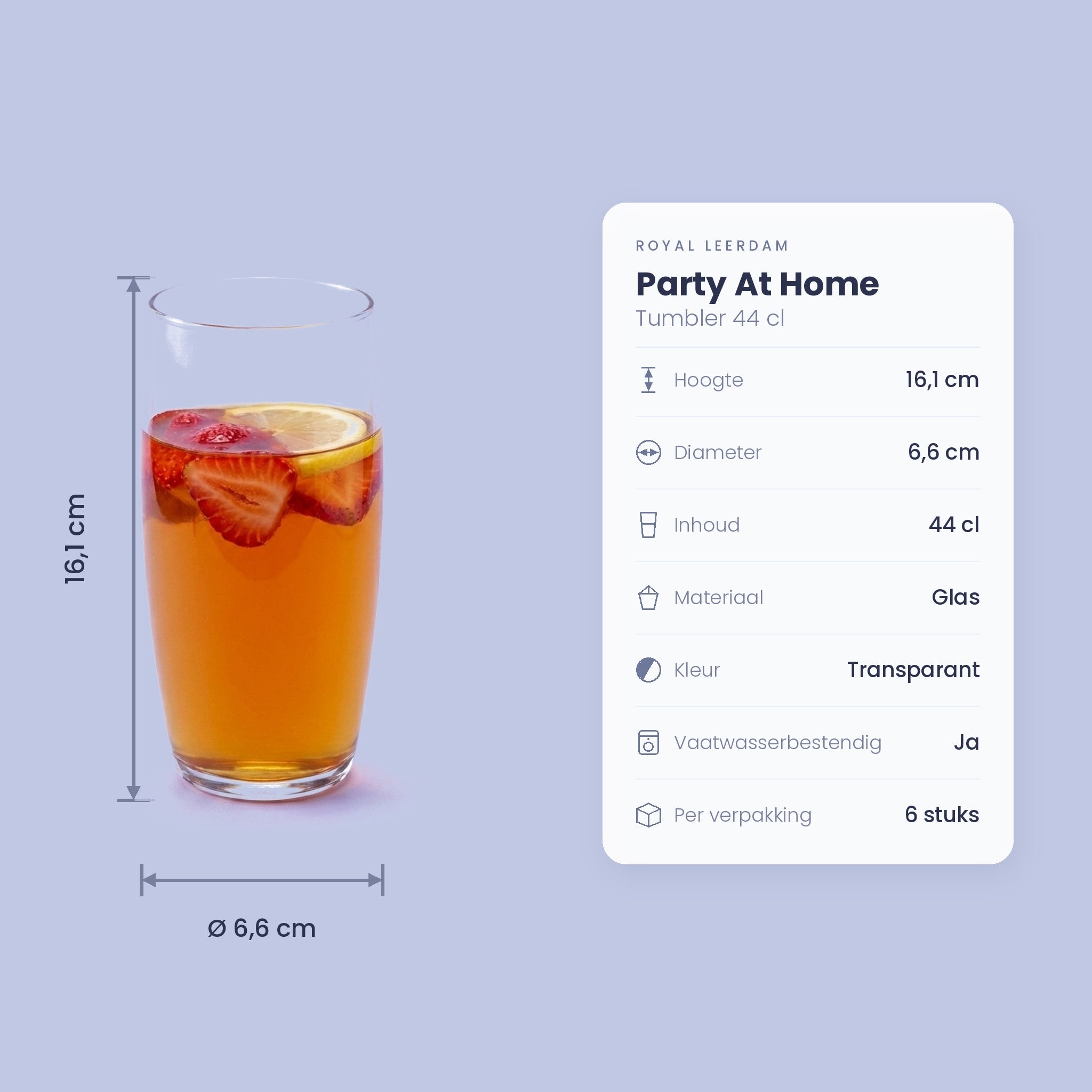 Royal Leerdam Party At Home Tumbler 44 Cl - 6 Stuks - Glazen.nl