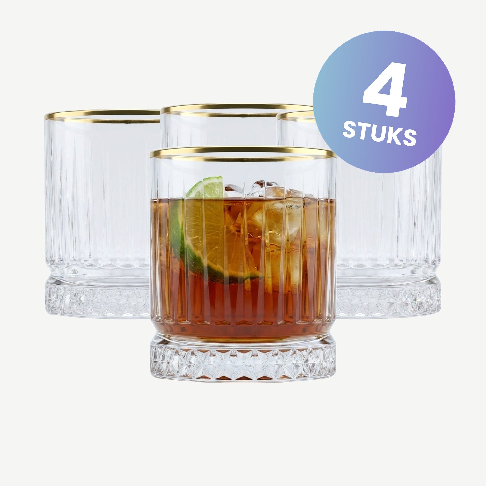 Pasabahce Elysia Tumbler 35,5 Cl Gouden Rand - set van 4 glazen