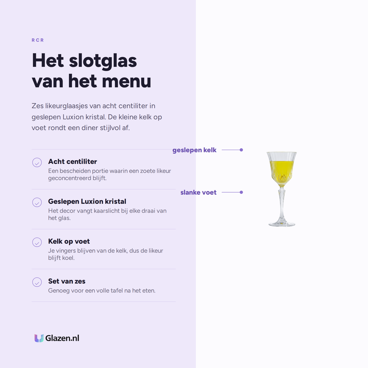 RCR Adagio Likeurglas 8 cl eigenschappen