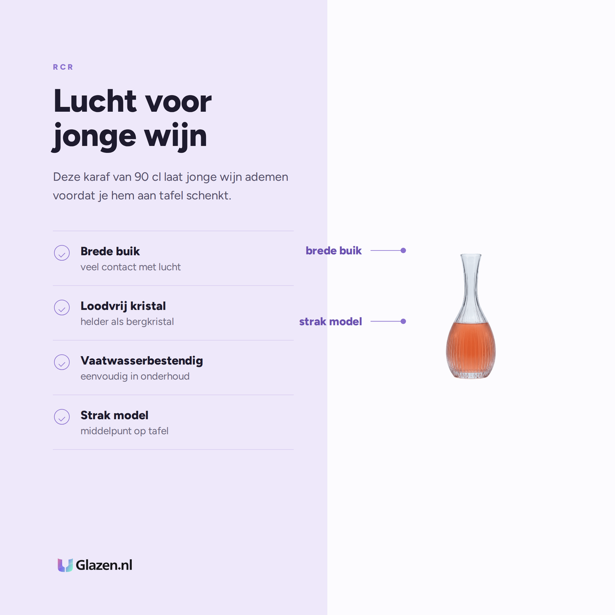 Eigenschappen van RCR Timeless Wijnkaraf 90 Cl